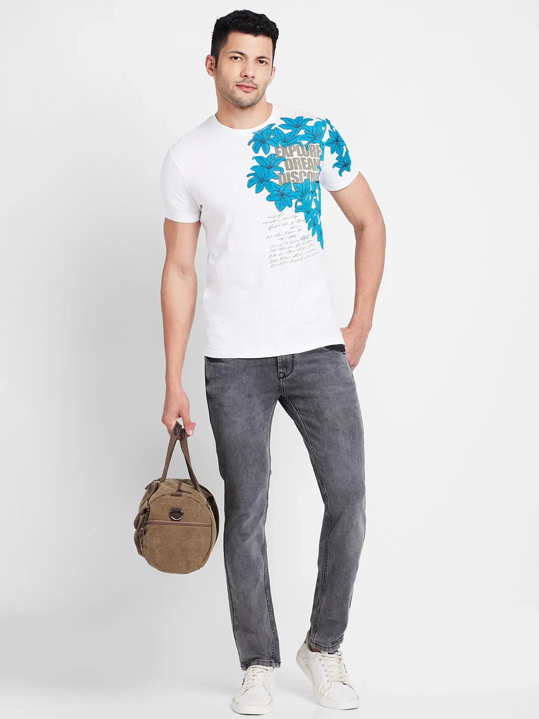 White Regular Fit Round Neck Men's T-Shirt by Being Human Clothing - Image 6