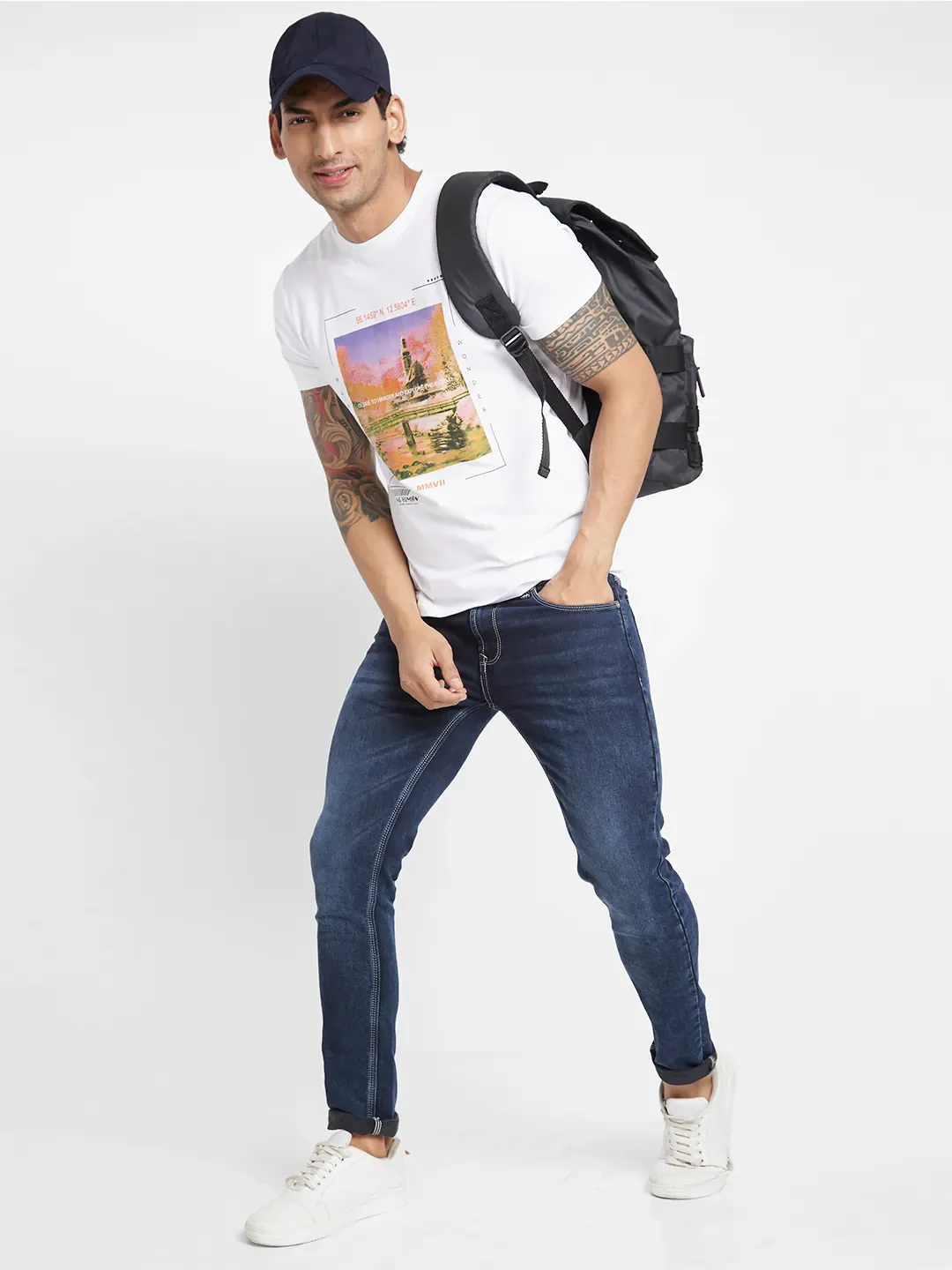 White Regular Fit Round Neck Men's T-Shirt by Being Human Clothing - Image 6