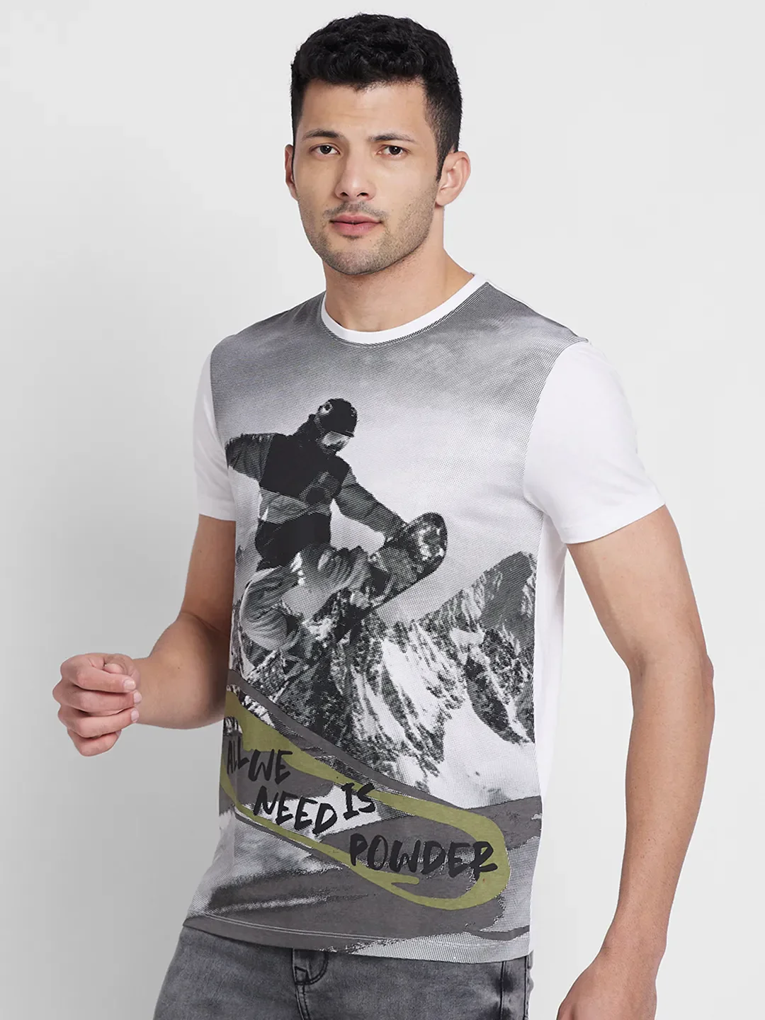 White Regular Fit Round Neck Men's T-Shirt by Being Human Clothing - Image 4