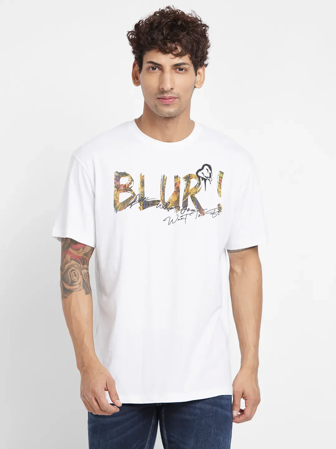 White Regular Fit Men's Short Sleeves T-Shirt by Being Human Clothing