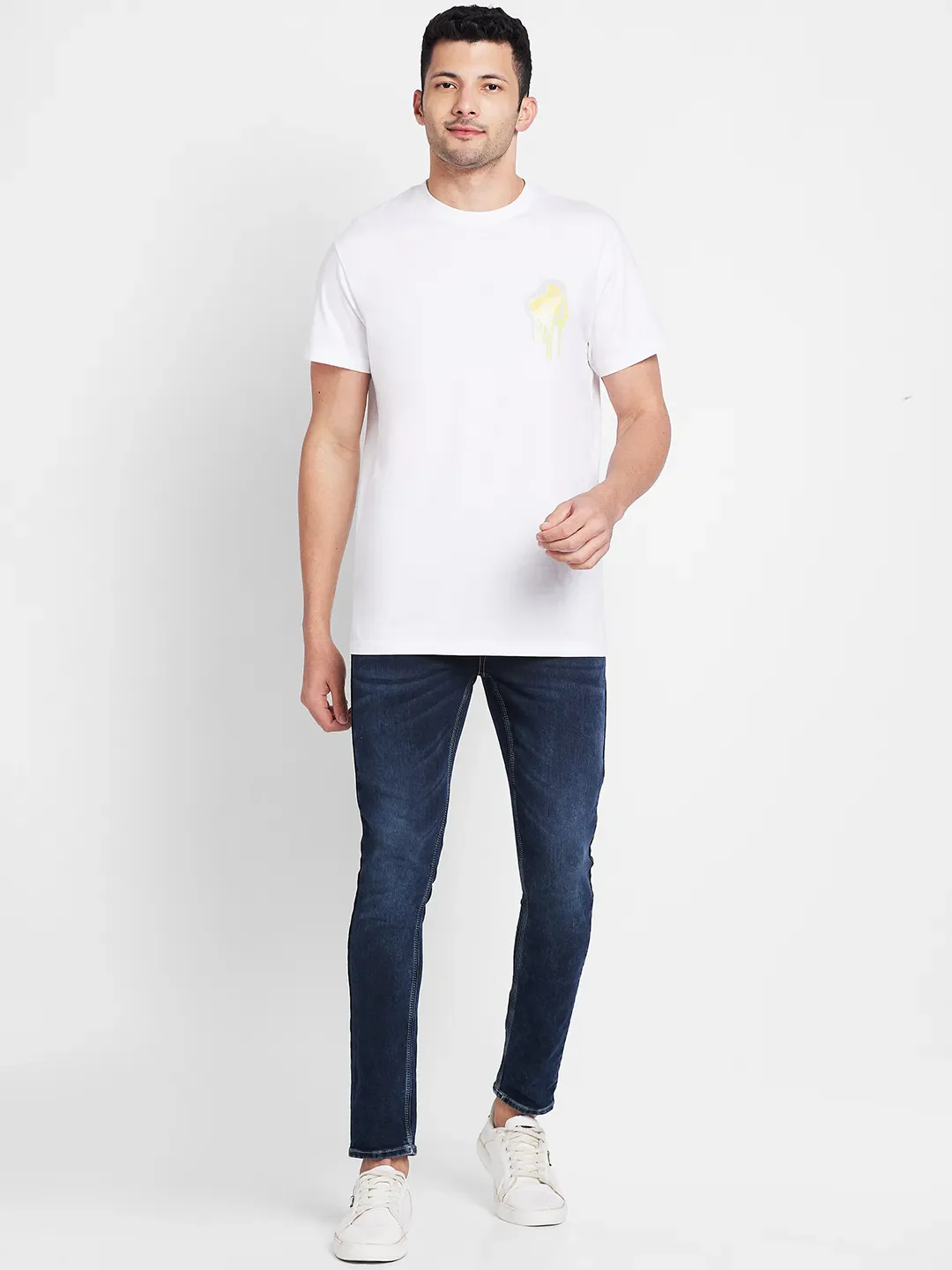 White Regular Fit Round Neck Men's T-Shirt by Being Human Clothing - Image 2