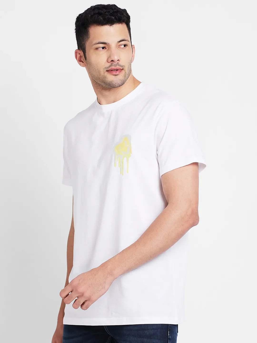 White Regular Fit Round Neck Men's T-Shirt by Being Human Clothing - Image 4