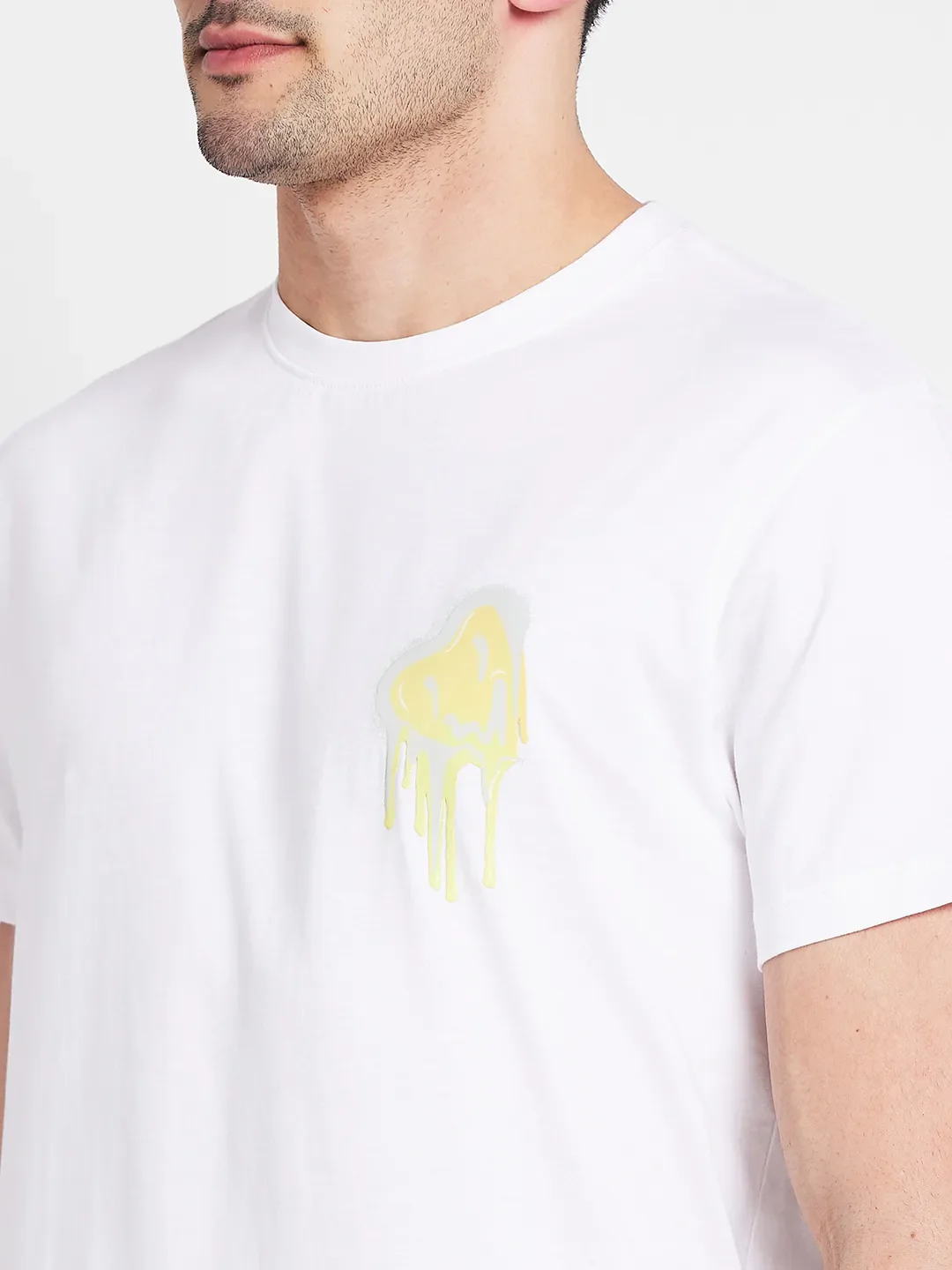 White Regular Fit Round Neck Men's T-Shirt by Being Human Clothing - Image 5