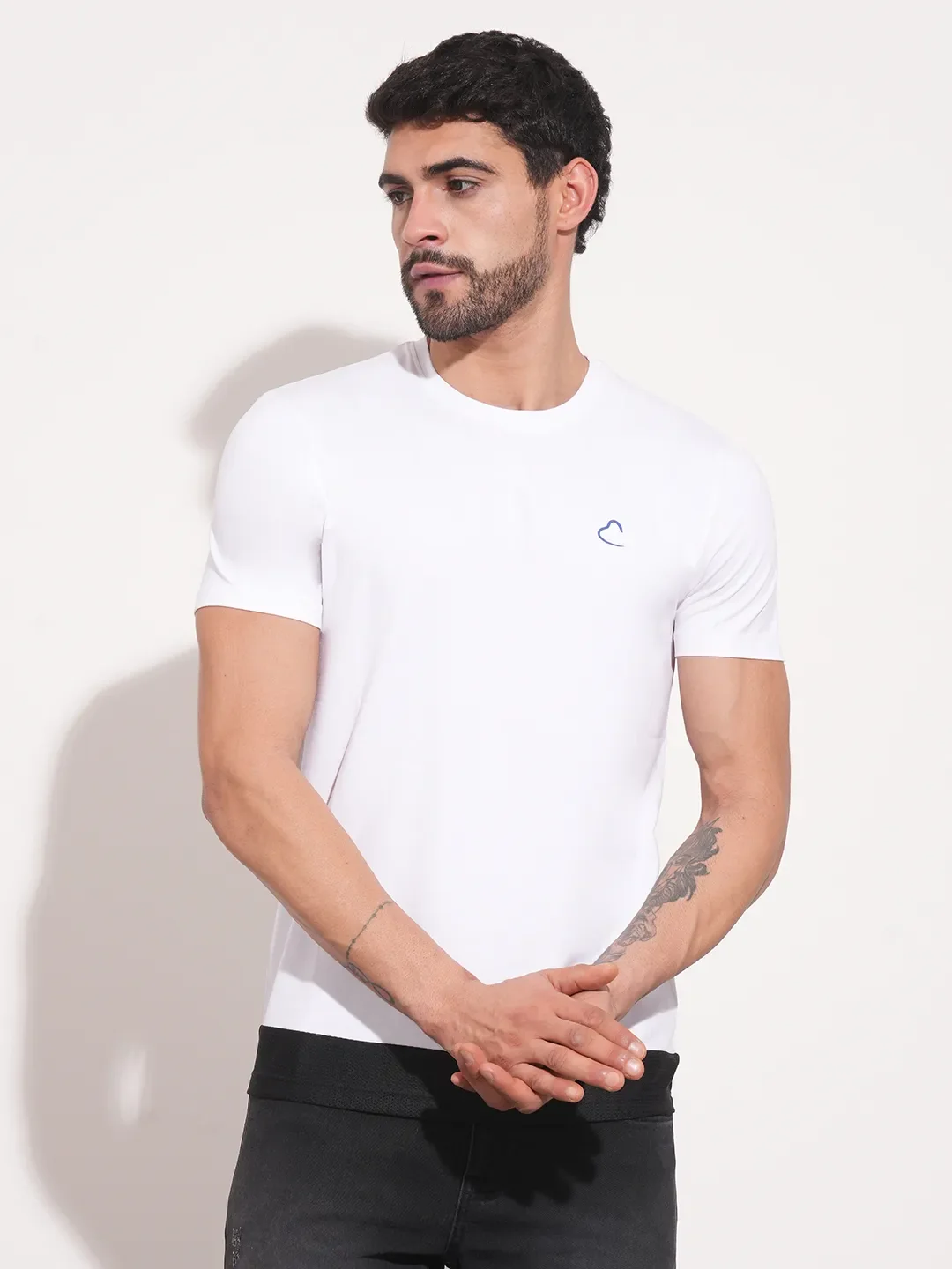 White Regular Fit Men's Short Sleeves T-Shirt by Being Human Clothing
