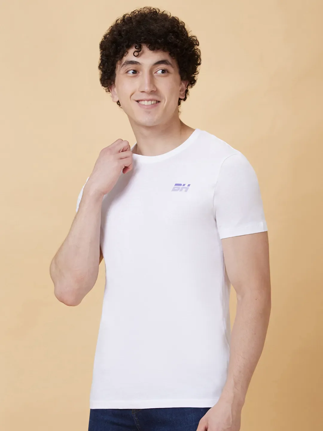 White Regular Fit Men's Short Sleeves T-Shirt by Being Human Clothing - Image 3