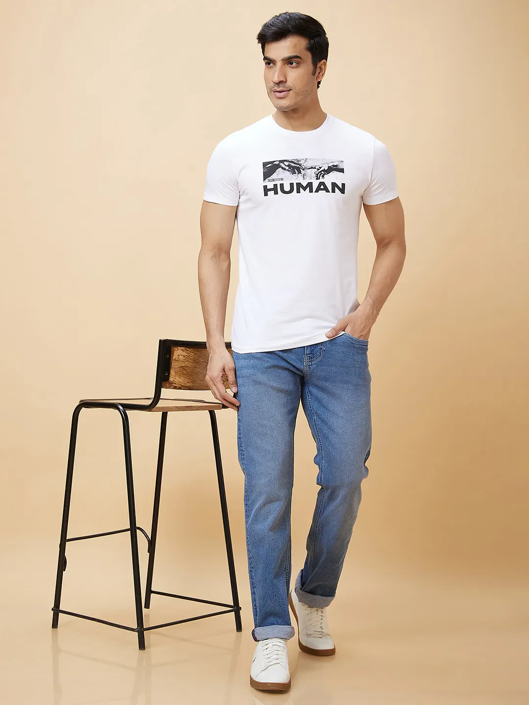 White Regular Fit Men's Short Sleeves T-Shirt by Being Human Clothing - Image 6
