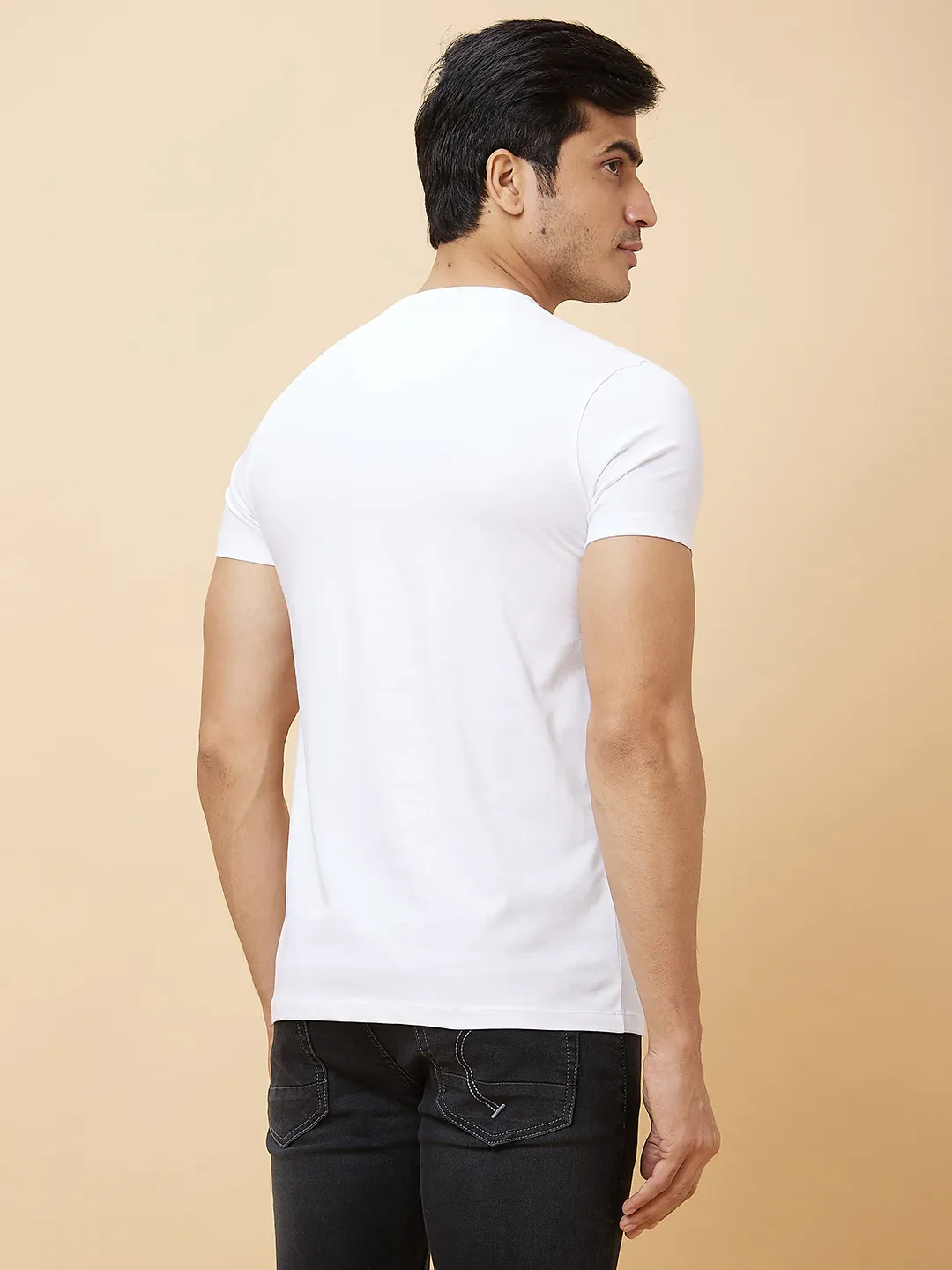 White Regular Fit Men's Short Sleeves T-Shirt by Being Human Clothing - Image 3