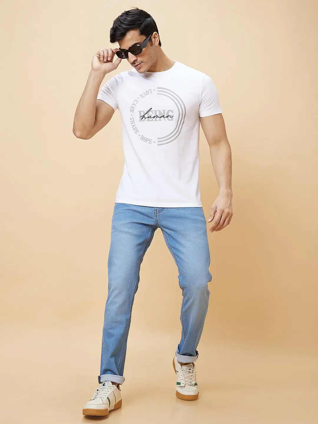 White Regular Fit Men's Short Sleeves T-Shirt by Being Human Clothing - Image 6