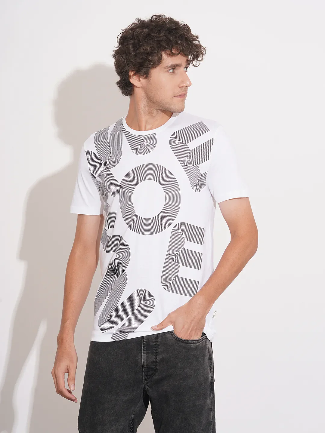 White Regular Fit Men's Short Sleeves T-Shirt by Being Human Clothing