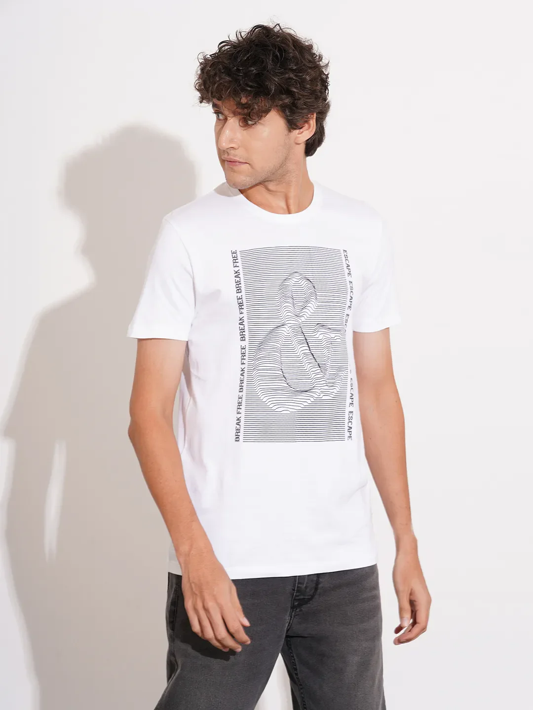 White Regular Fit Men's Short Sleeves T-Shirt by Being Human Clothing