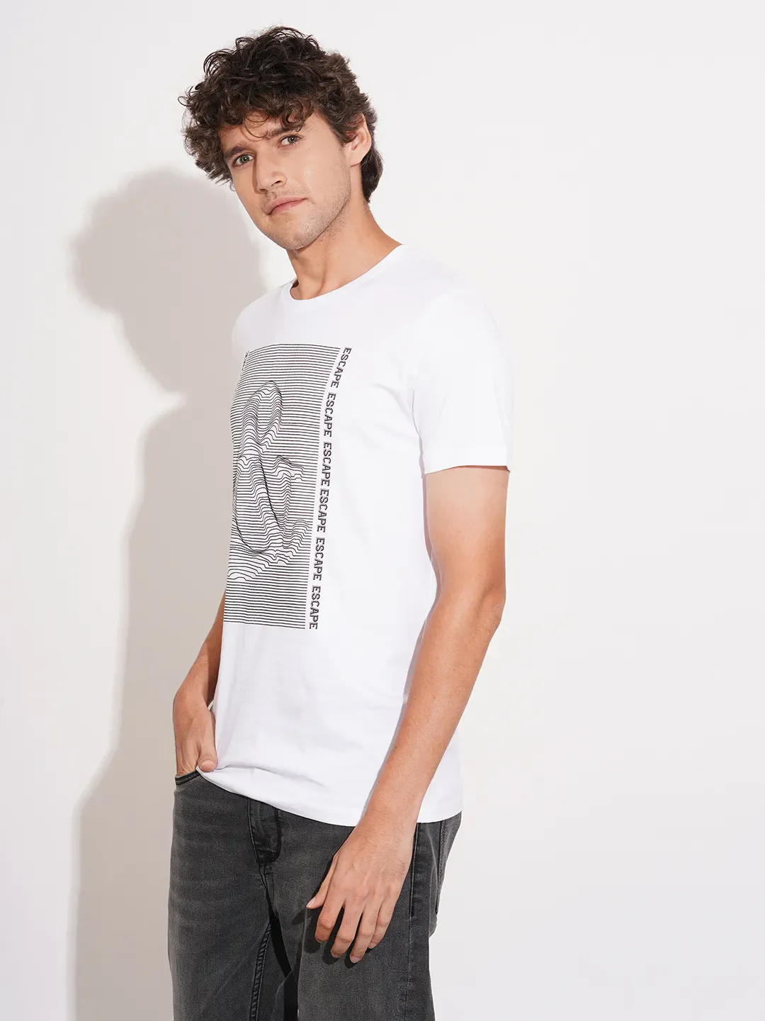 White Regular Fit Men's Short Sleeves T-Shirt by Being Human Clothing - Image 2
