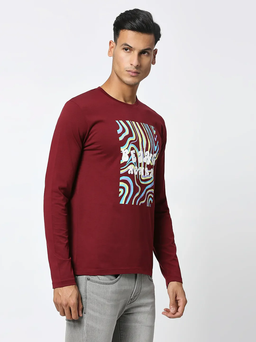 Red Regular Fit Men's Long Sleeves T-Shirt by Being Human Clothing - Image 4