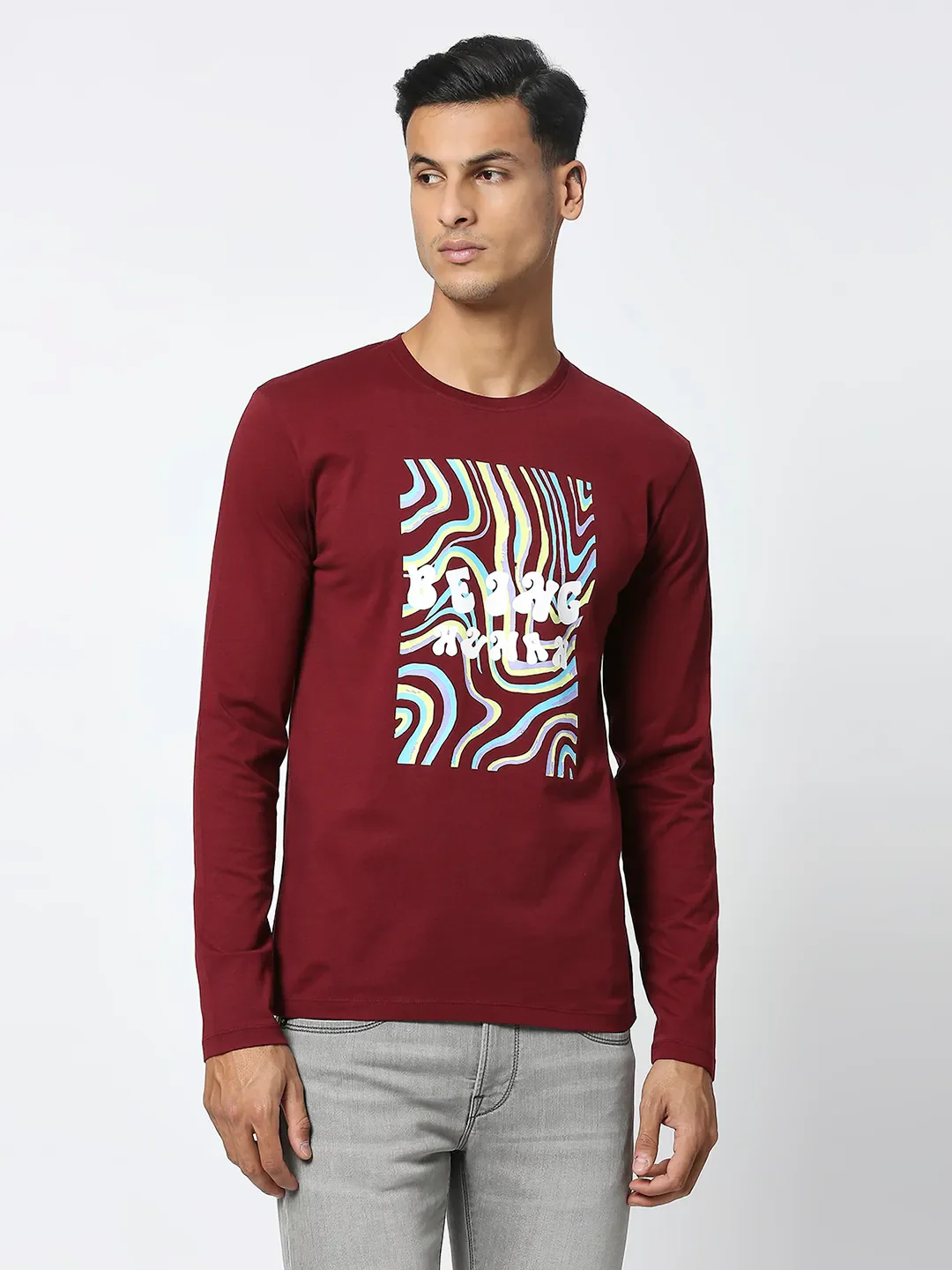 Red Regular Fit Men's Long Sleeves T-Shirt by Being Human Clothing - Image 6