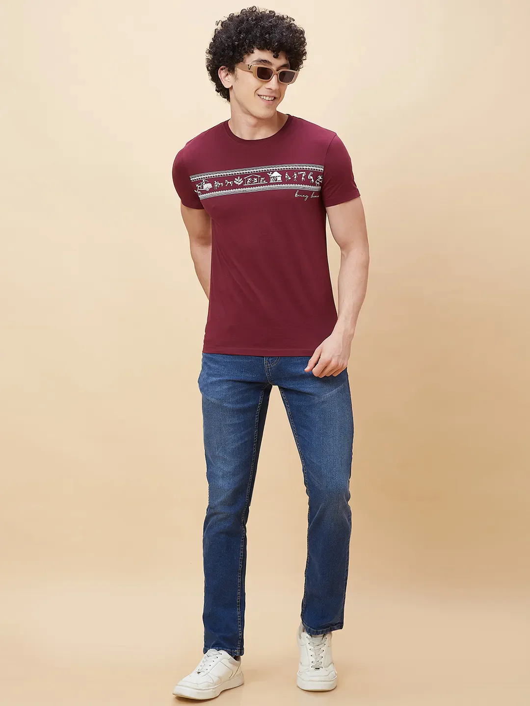 Red Regular Fit Men's Short Sleeves T-Shirt by Being Human Clothing - Image 6