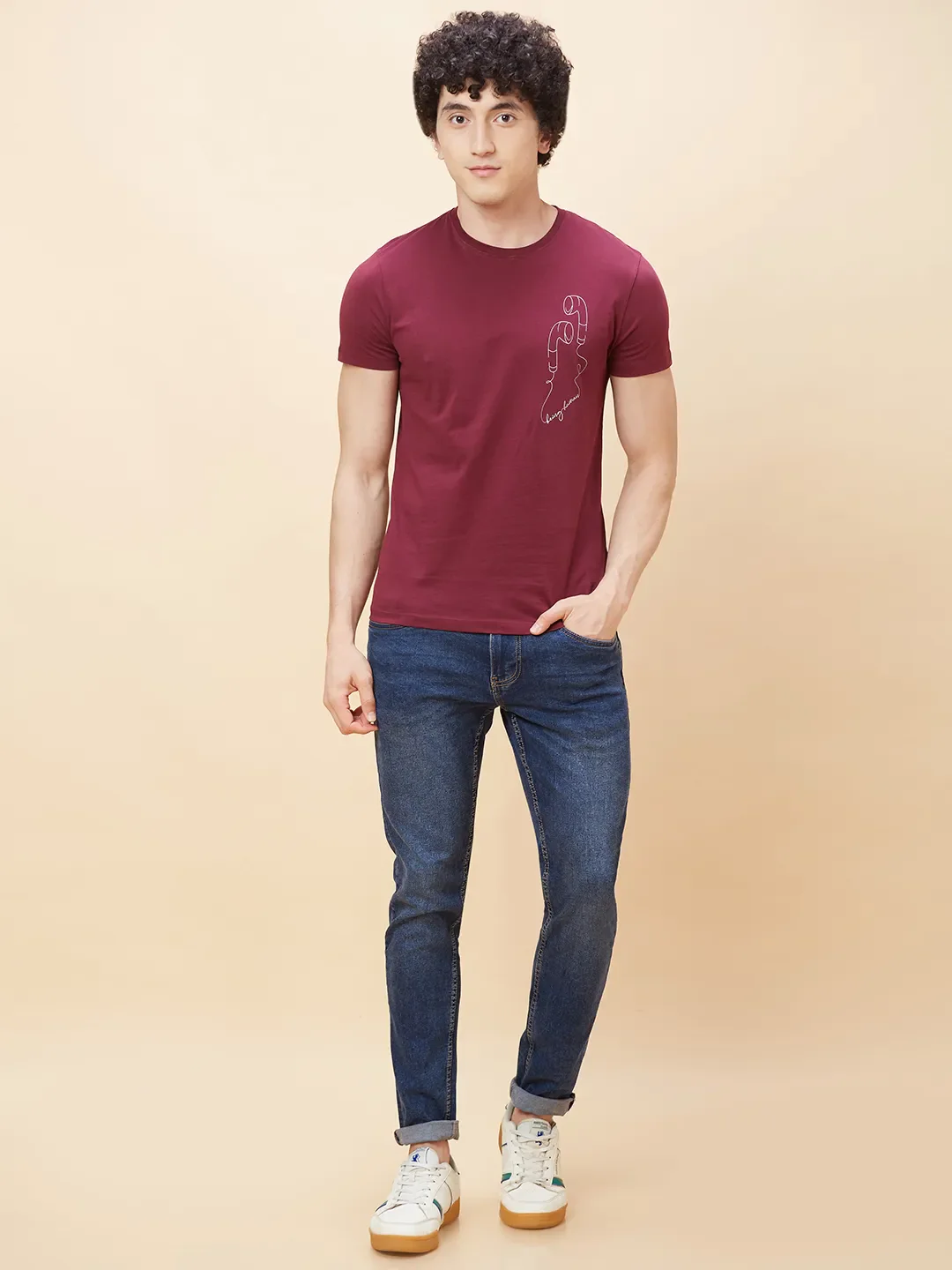 Red Regular Fit Men's Short Sleeves T-Shirt by Being Human Clothing - Image 2