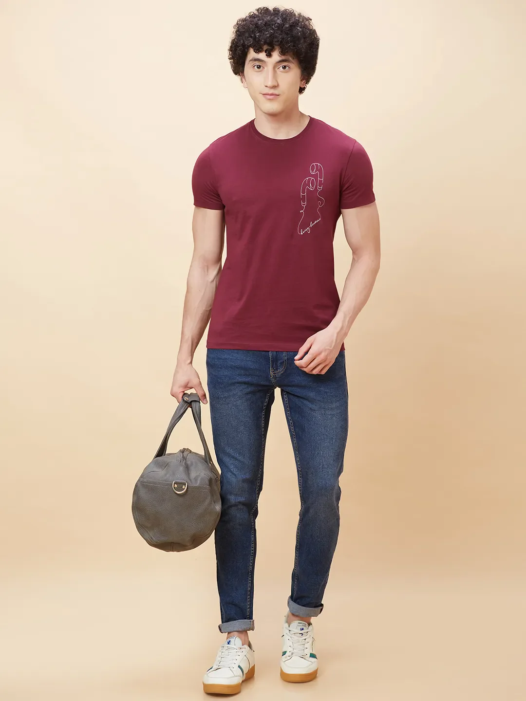 Red Regular Fit Men's Short Sleeves T-Shirt by Being Human Clothing - Image 6