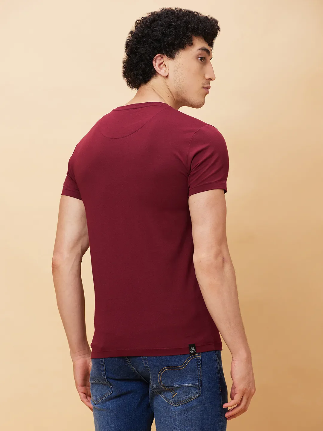 Red Regular Fit Men's Short Sleeves T-Shirt by Being Human Clothing - Image 3