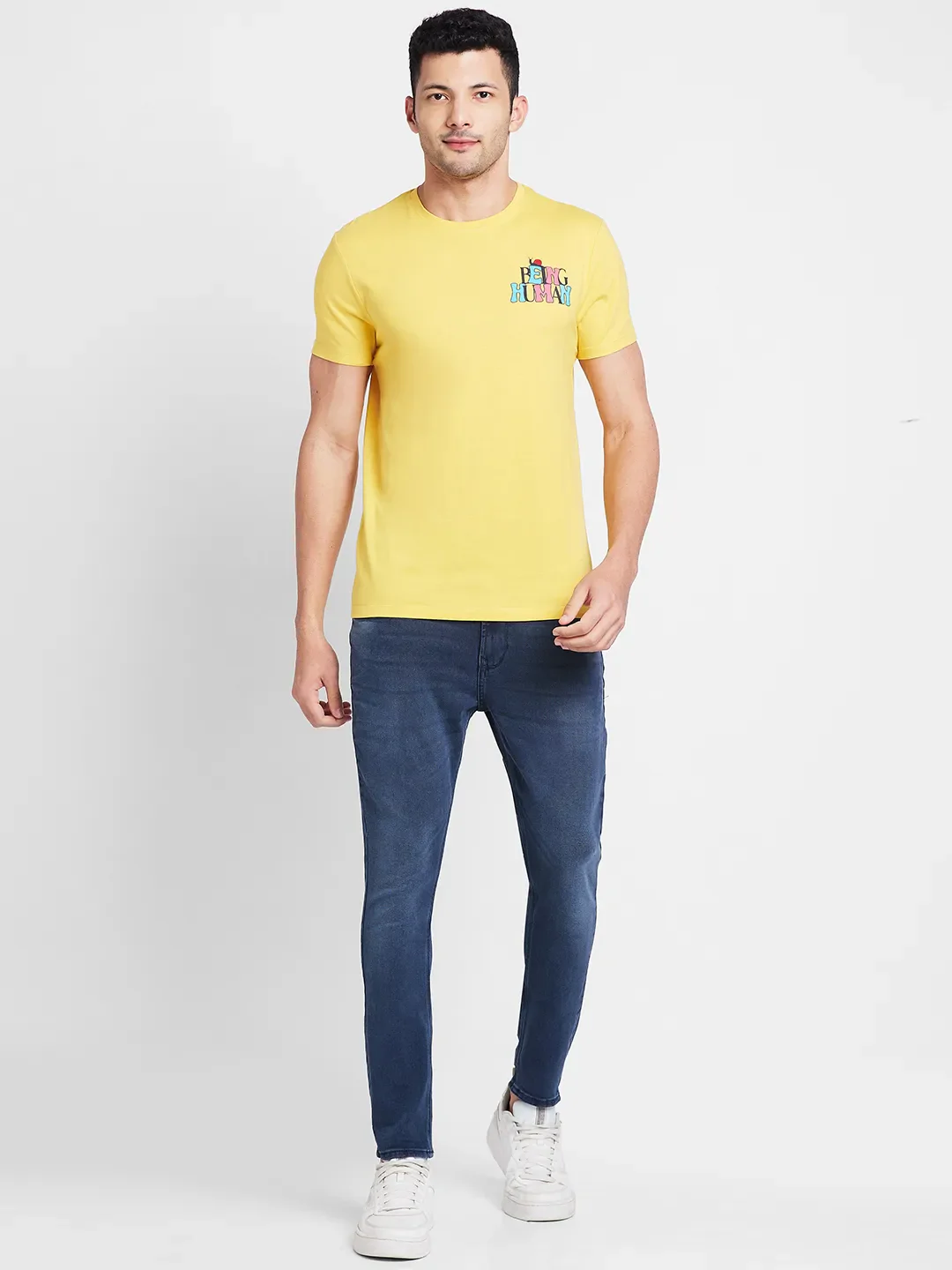 Yellow Regular Fit Round Neck Men's T-Shirt by Being Human Clothing - Image 2
