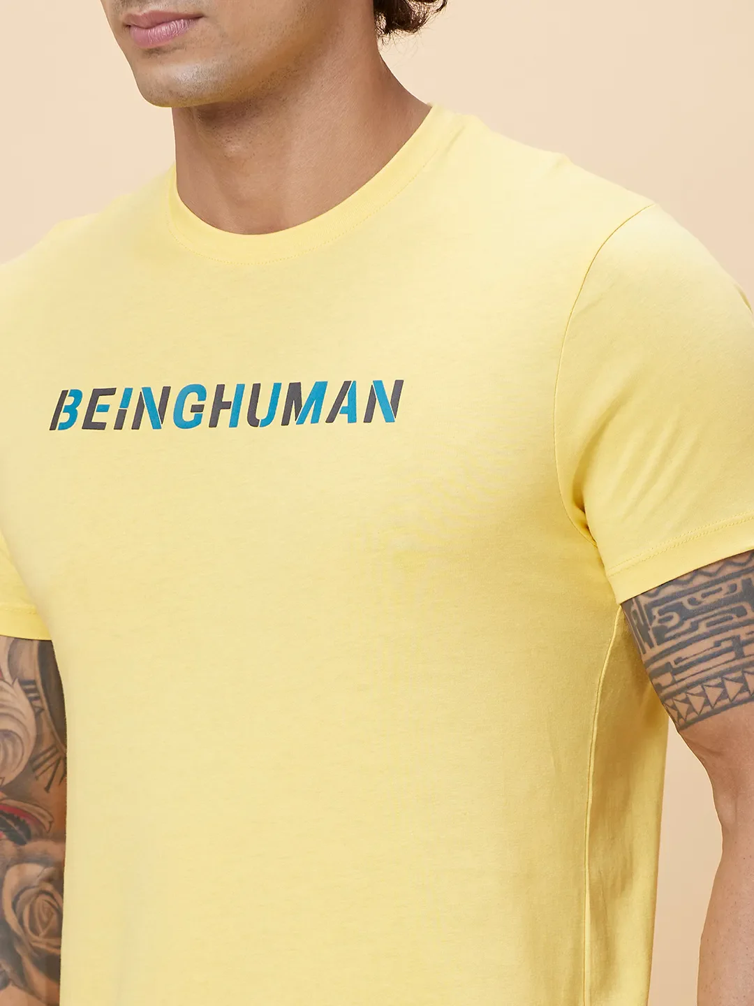 Yellow Regular Fit Men's Short Sleeves T-Shirt by Being Human Clothing - Image 5