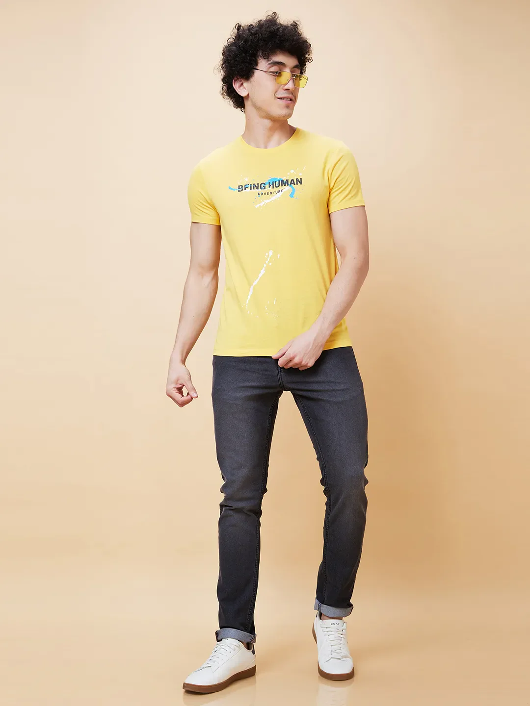 Yellow Regular Fit Men's Short Sleeves T-Shirt by Being Human Clothing - Image 6