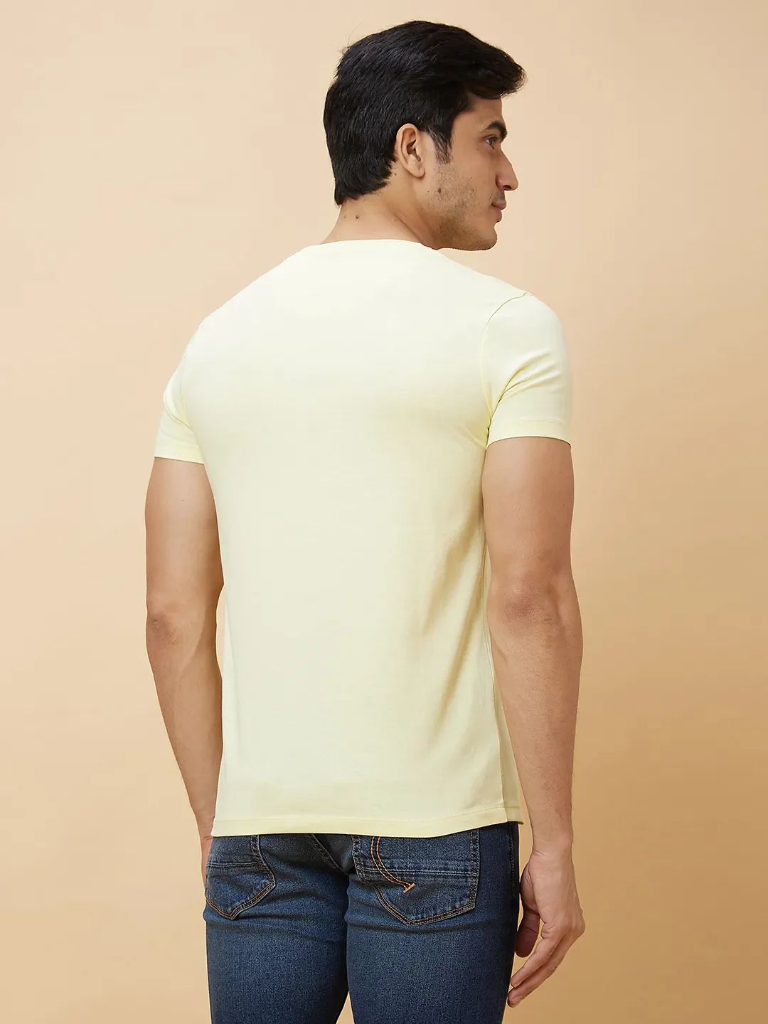 Yellow Regular Fit Round Neck Men's T-Shirt by Being Human Clothing - Image 3