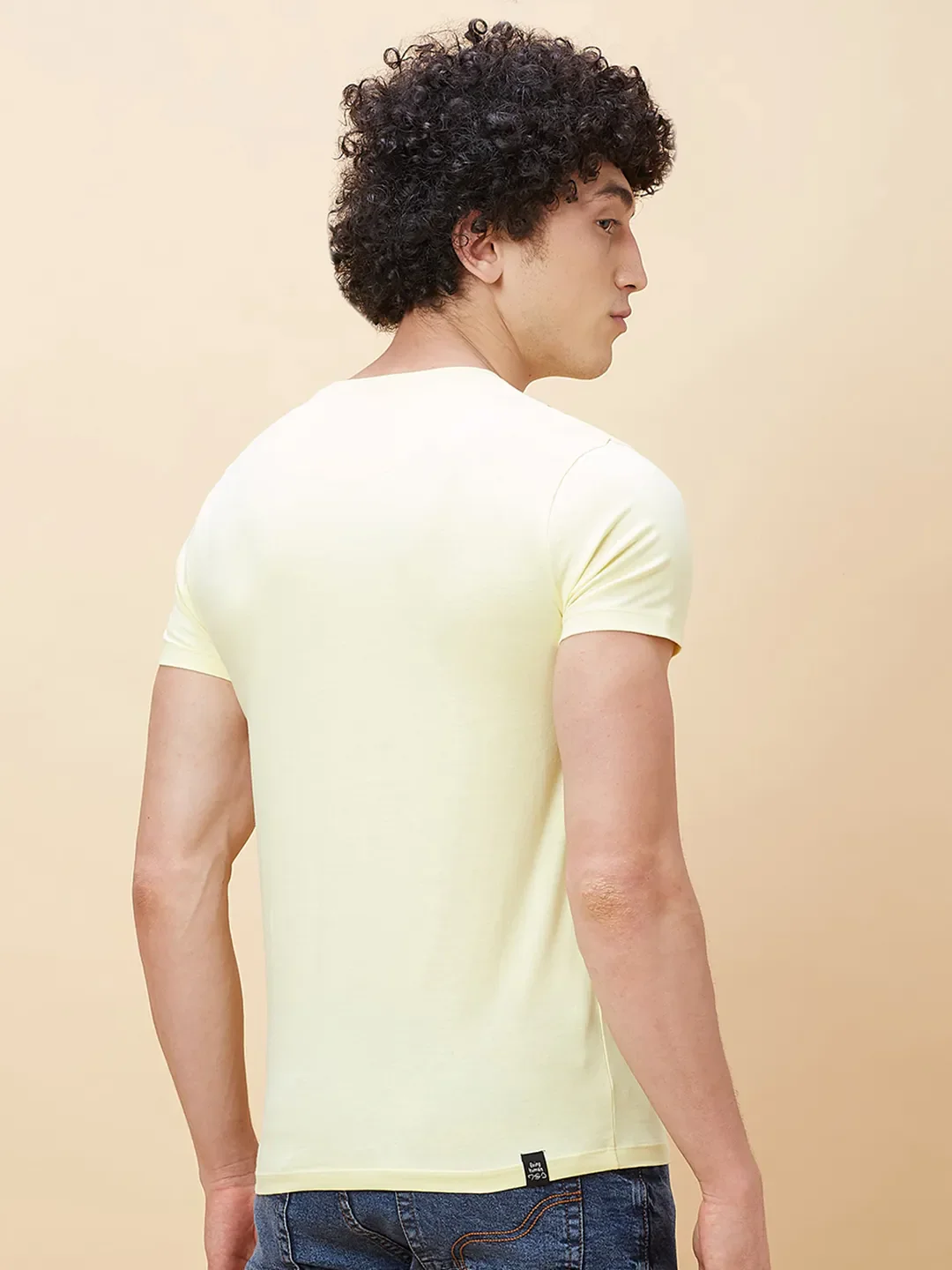 Yellow Regular Fit Men's Short Sleeves T-Shirt by Being Human Clothing - Image 3