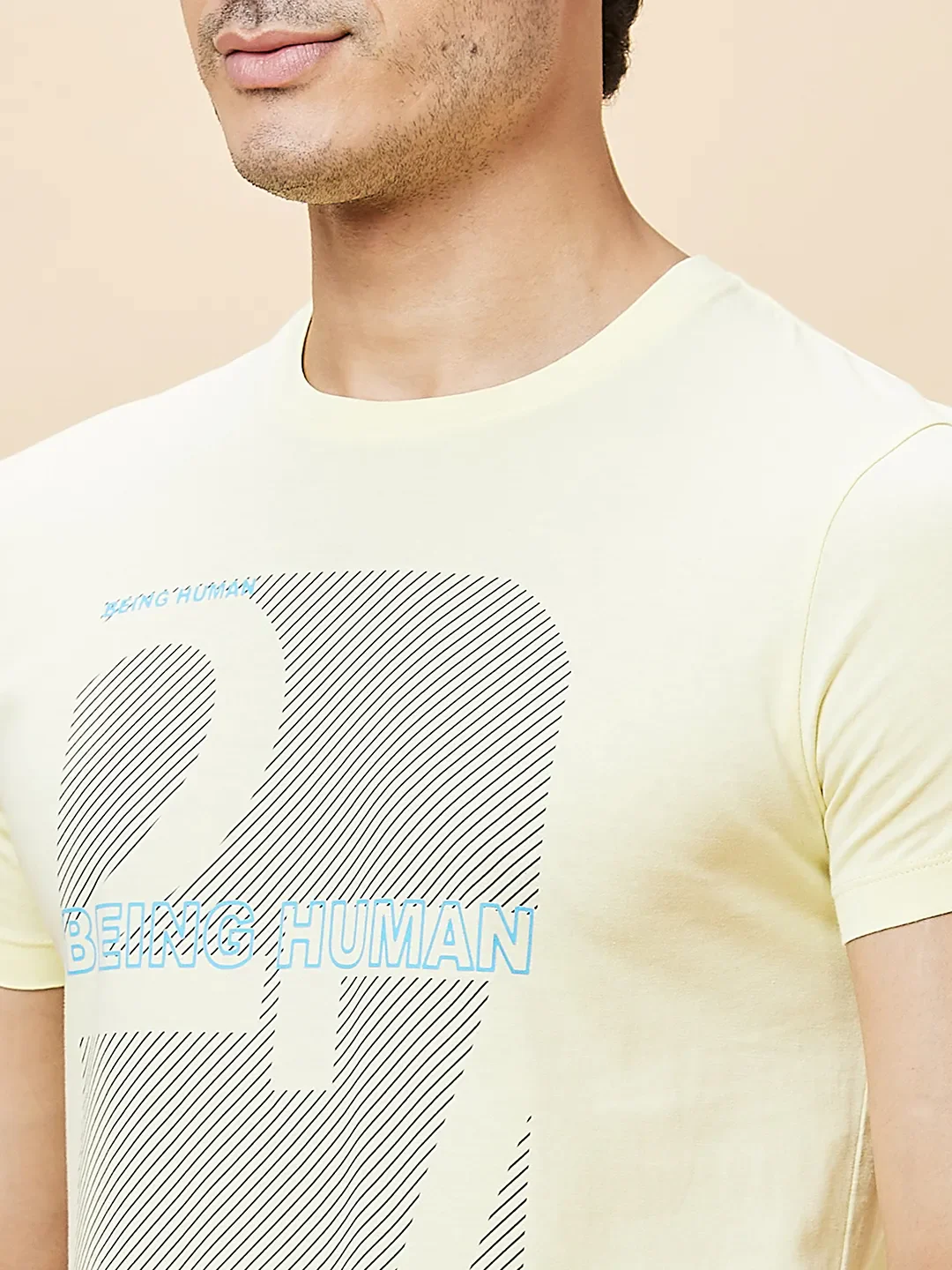 Yellow Regular Fit Men's Short Sleeves T-Shirt by Being Human Clothing - Image 4