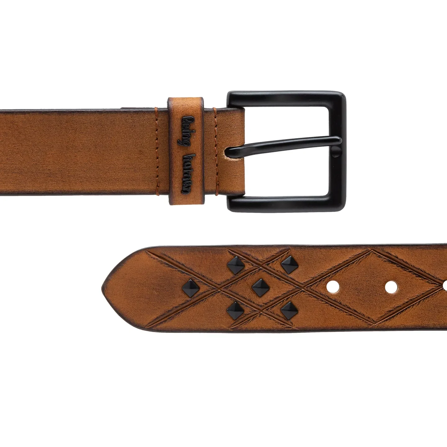 Tan Leather Men's Belt By Being Human Clothing - Image 3