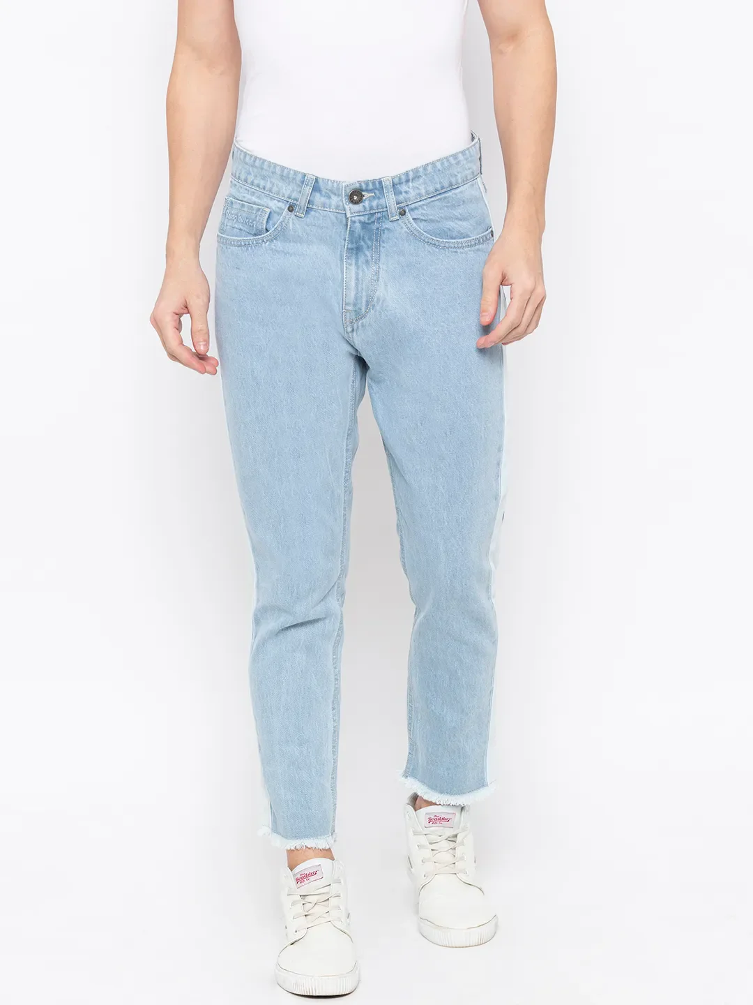 Blue Tapered Cropped Fit Men's Denims by Being Human Clothing