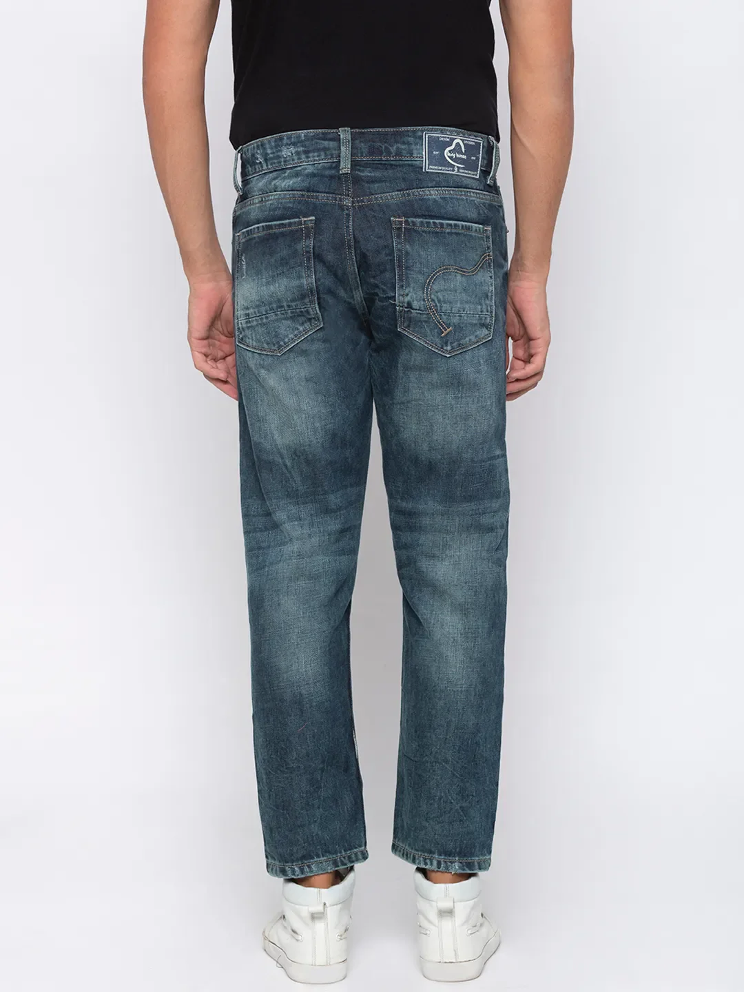 Blue Tapered Cropped Fit Men's Denims by Being Human Clothing - Image 3