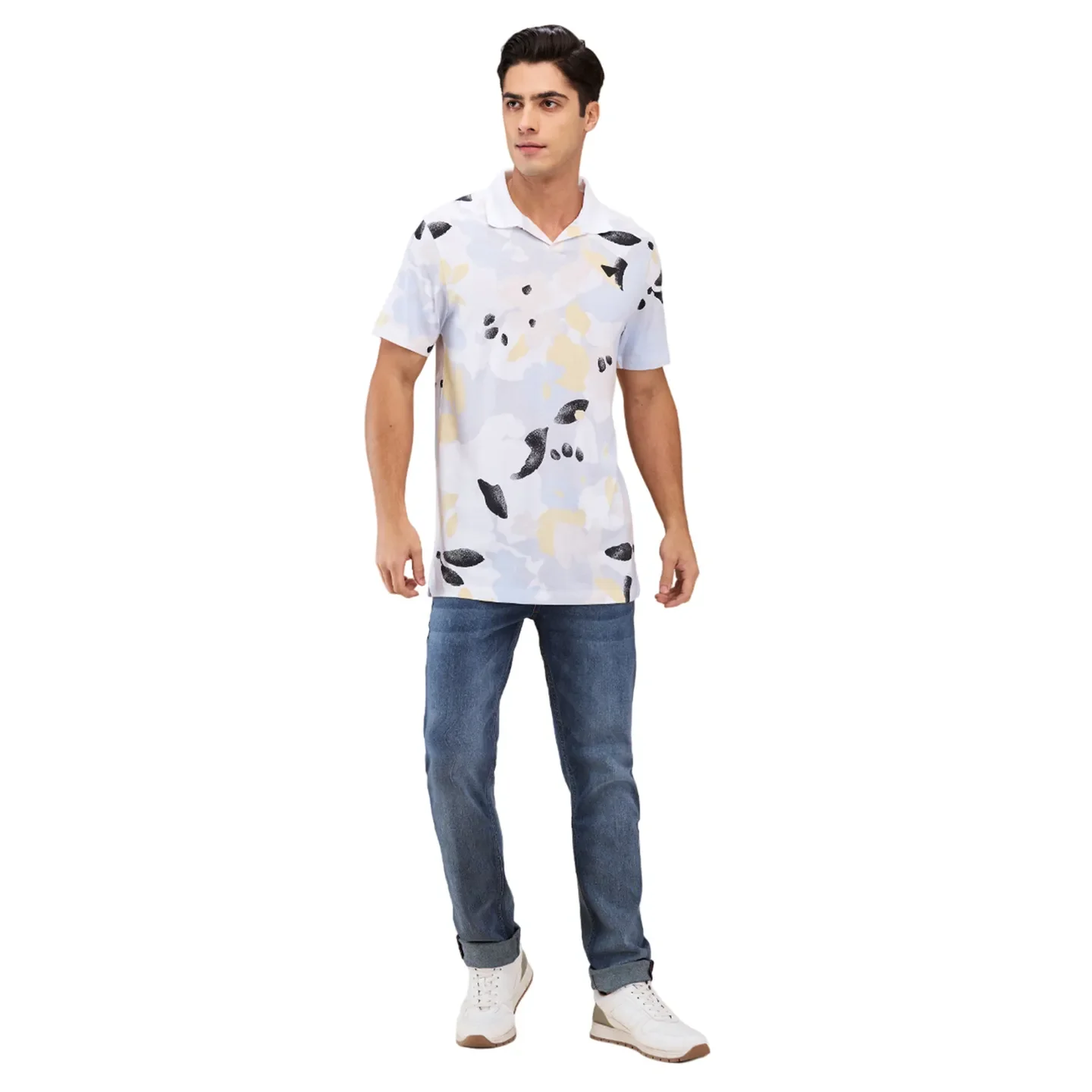 White Regular Fit Men's Polo T-Shirt by Being Human Clothing - Image 2
