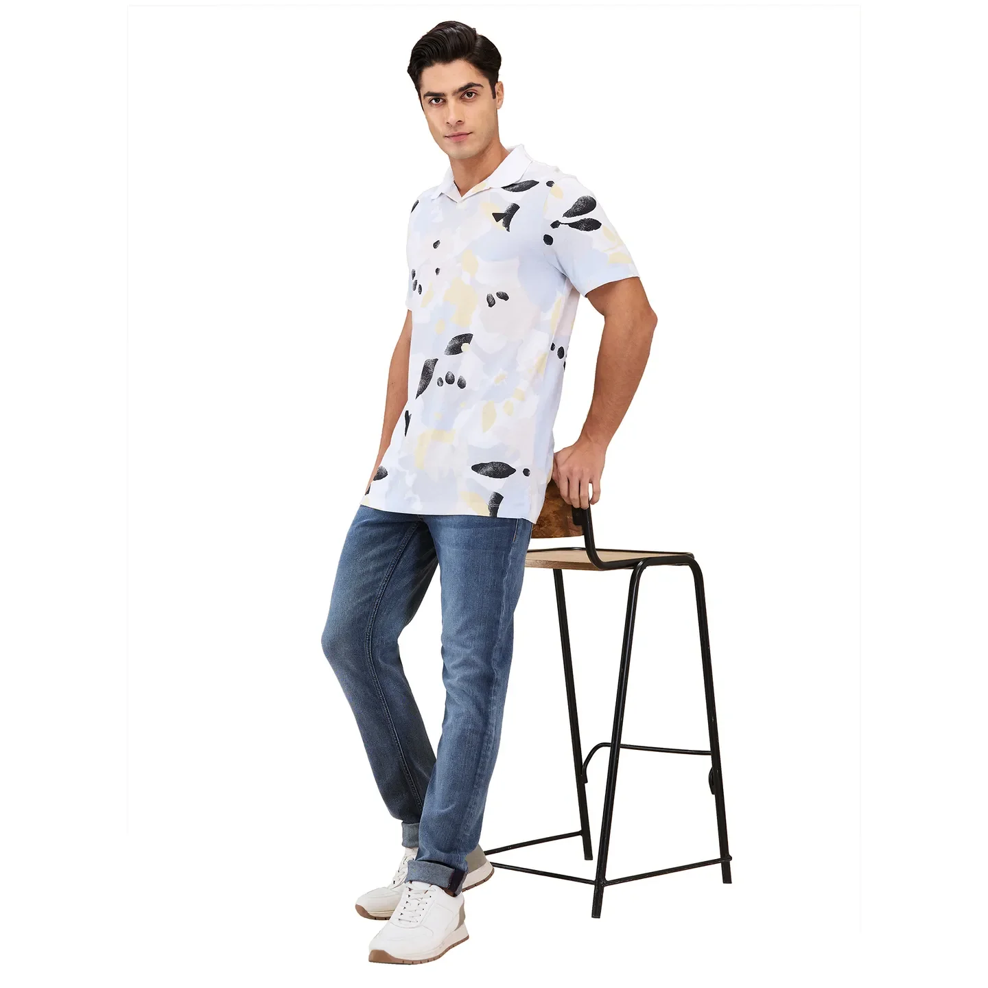 White Regular Fit Men's Polo T-Shirt by Being Human Clothing - Image 6