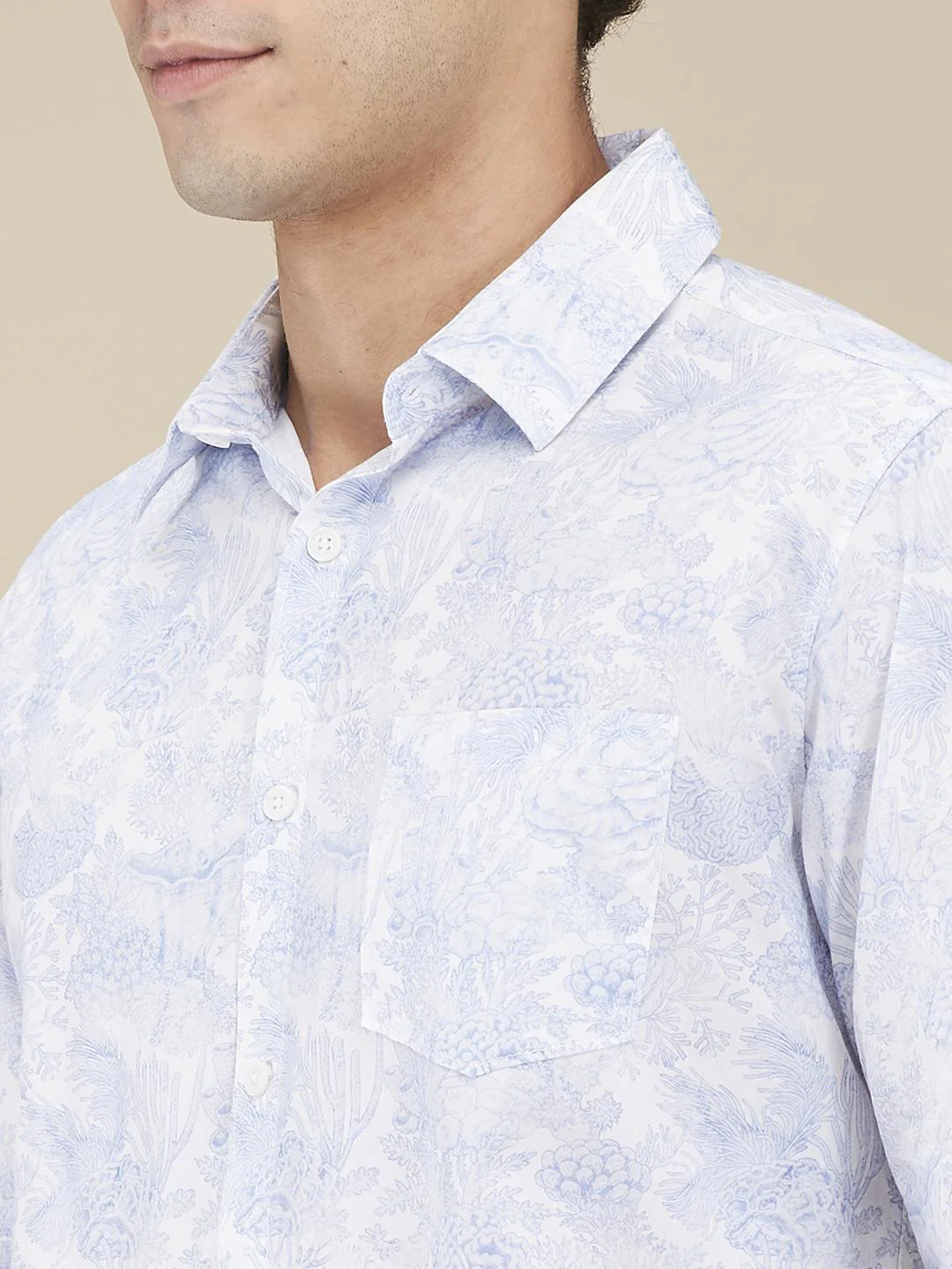 White Regular Fit Regular Collar Men's Shirt by Being Human Clothing - Image 4