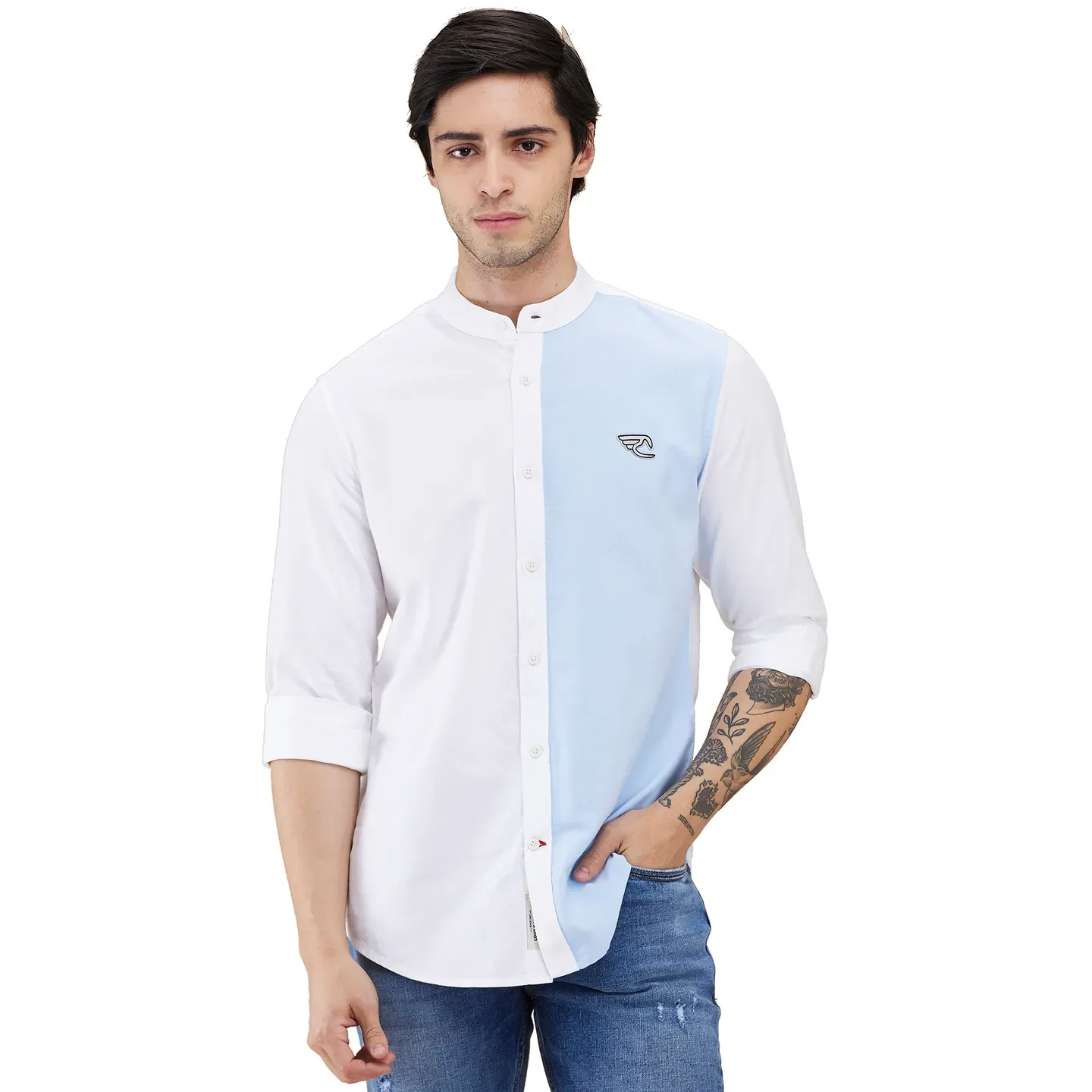 White Regular Fit Regular Collar Men's Shirt by Being Human Clothing