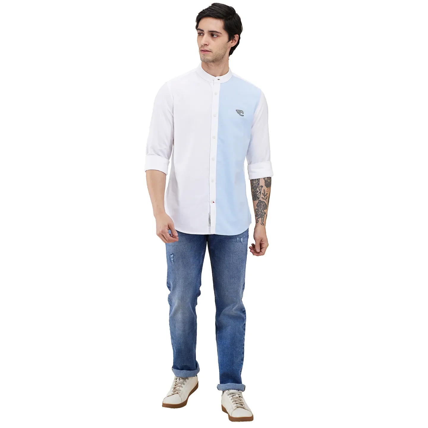 White Regular Fit Regular Collar Men's Shirt by Being Human Clothing - Image 2
