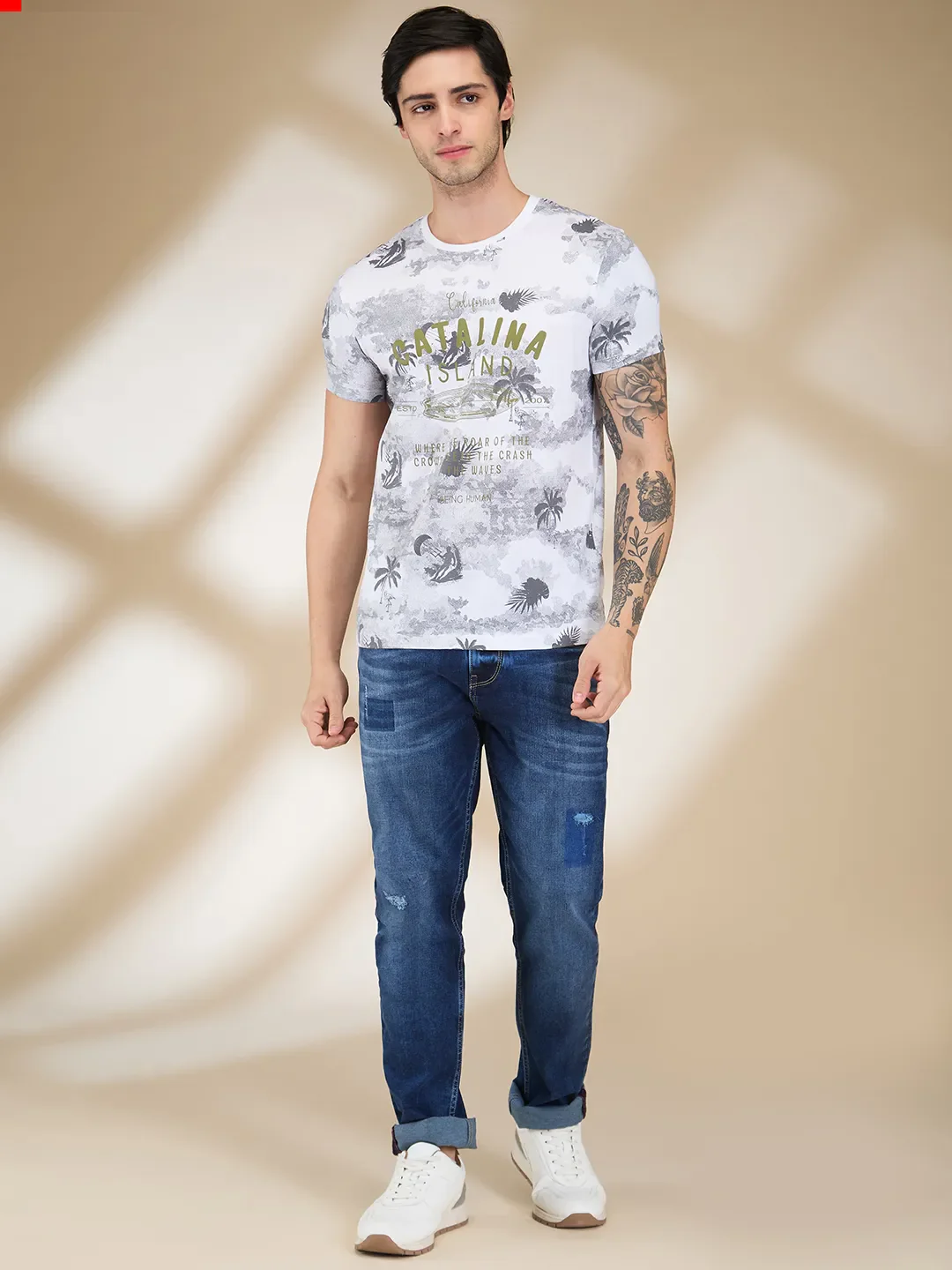 White Slim Fit Men's Short Sleeves T-Shirt by Being Human Clothing - Image 2