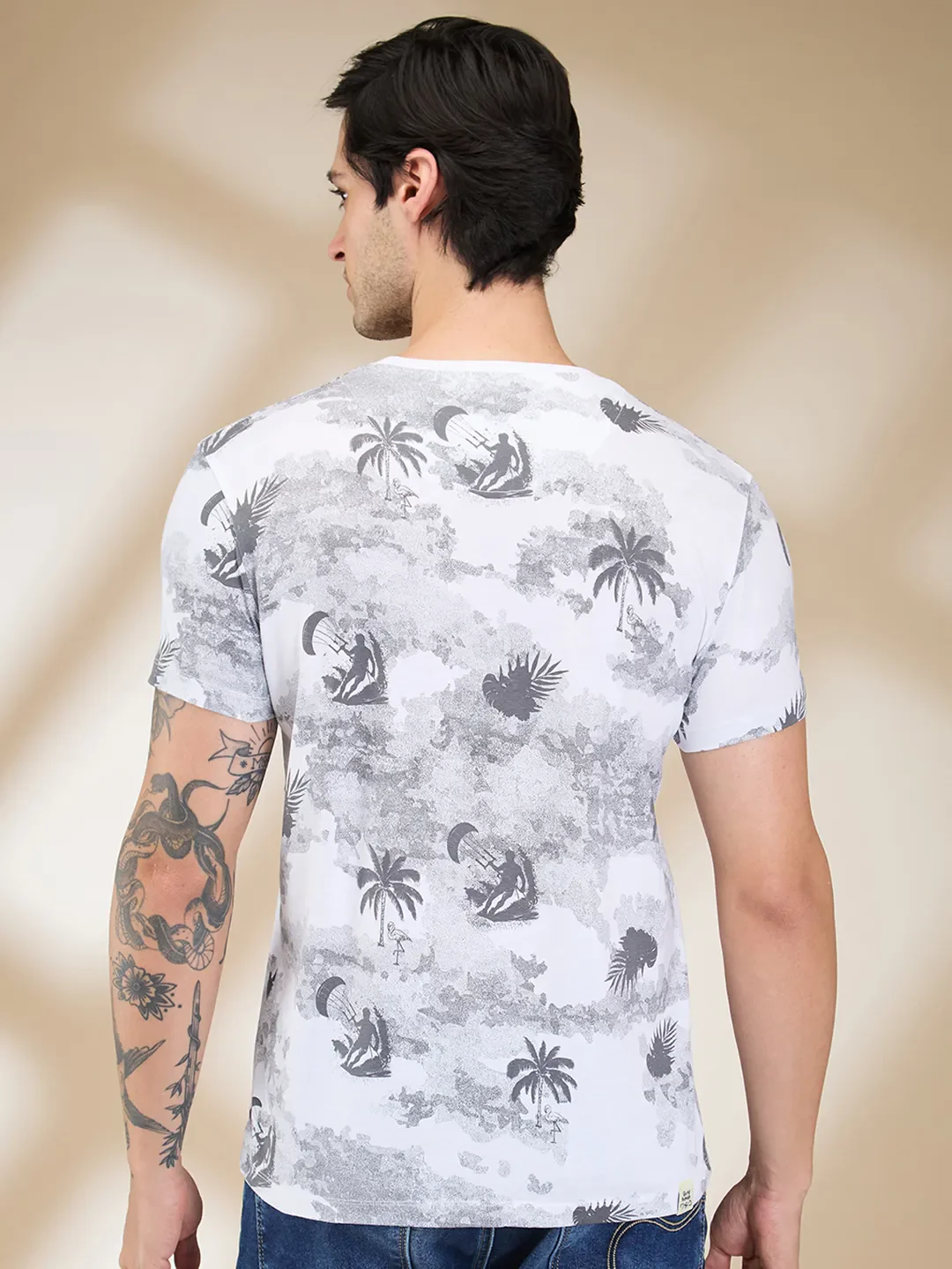 White Slim Fit Men's Short Sleeves T-Shirt by Being Human Clothing - Image 3