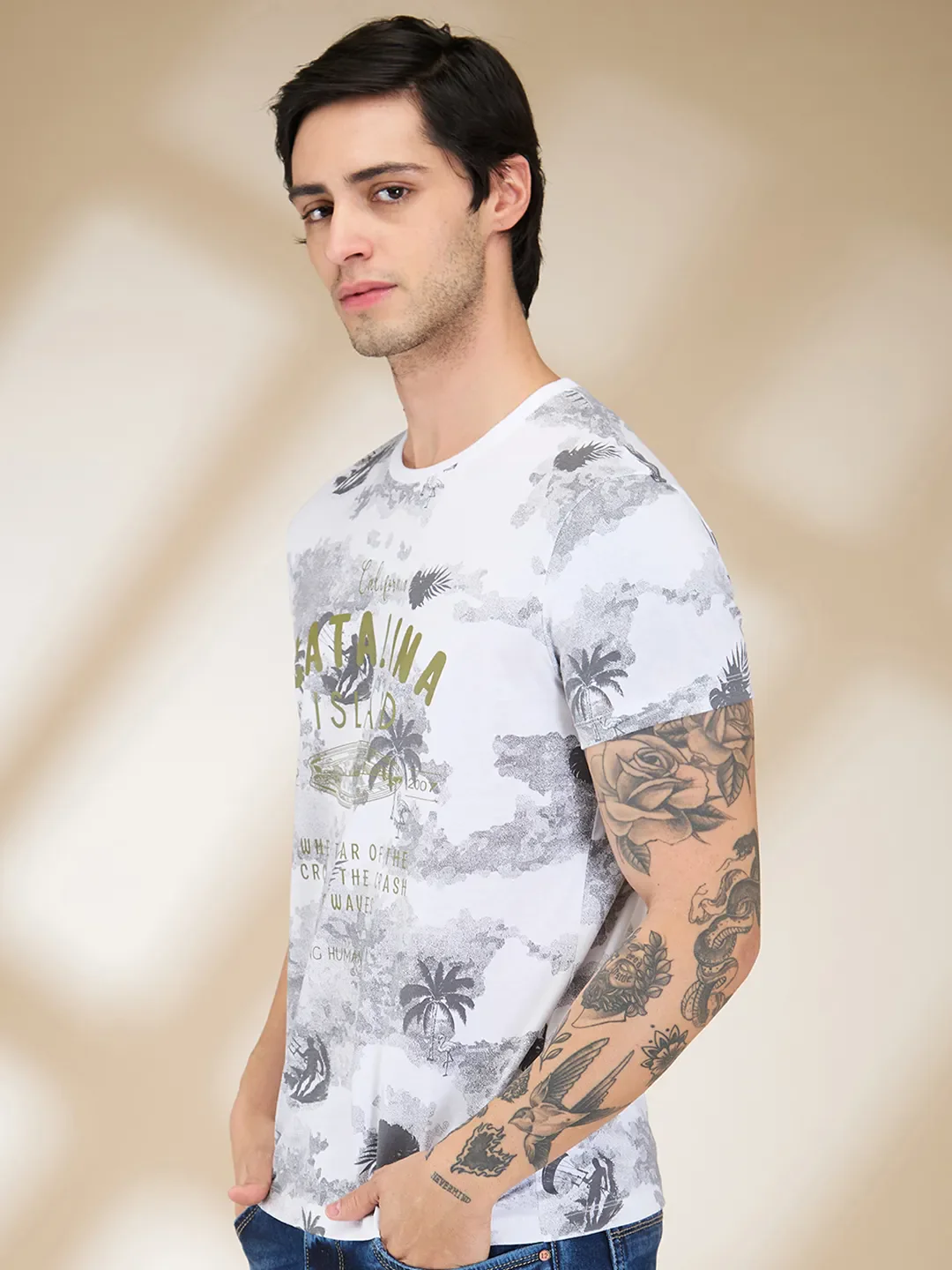 White Slim Fit Men's Short Sleeves T-Shirt by Being Human Clothing - Image 4