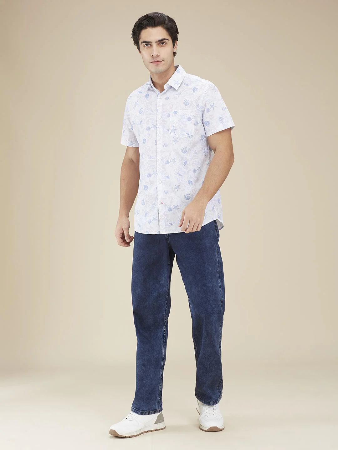 White Regular Fit Regular Collar Men's Shirt by Being Human Clothing