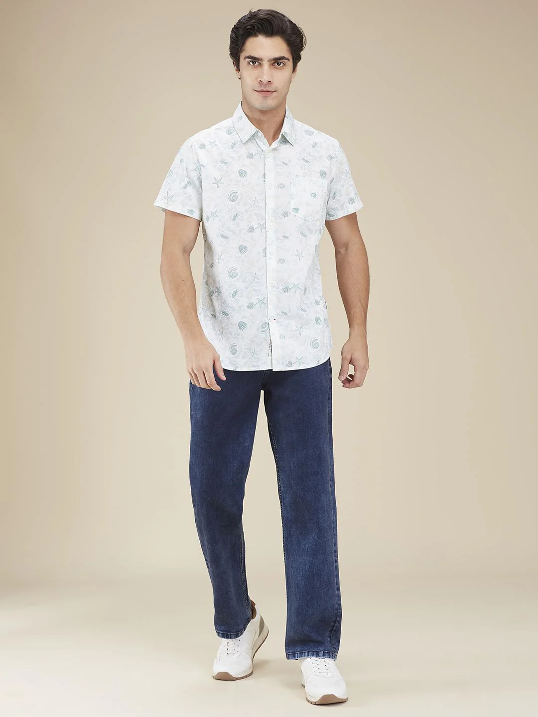 White Regular Fit Regular Collar Men's Shirt by Being Human Clothing
