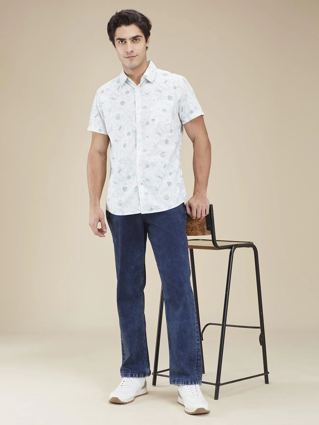 White Regular Fit Regular Collar Men's Shirt by Being Human Clothing - Image 5