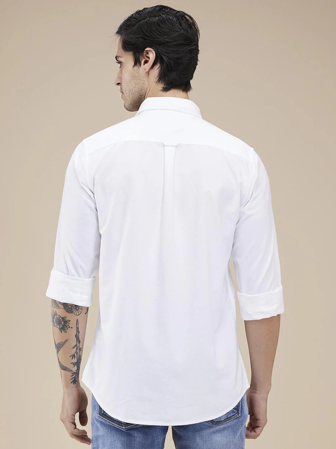 White Regular Fit Regular Collar Men's Shirt by Being Human Clothing - Image 3