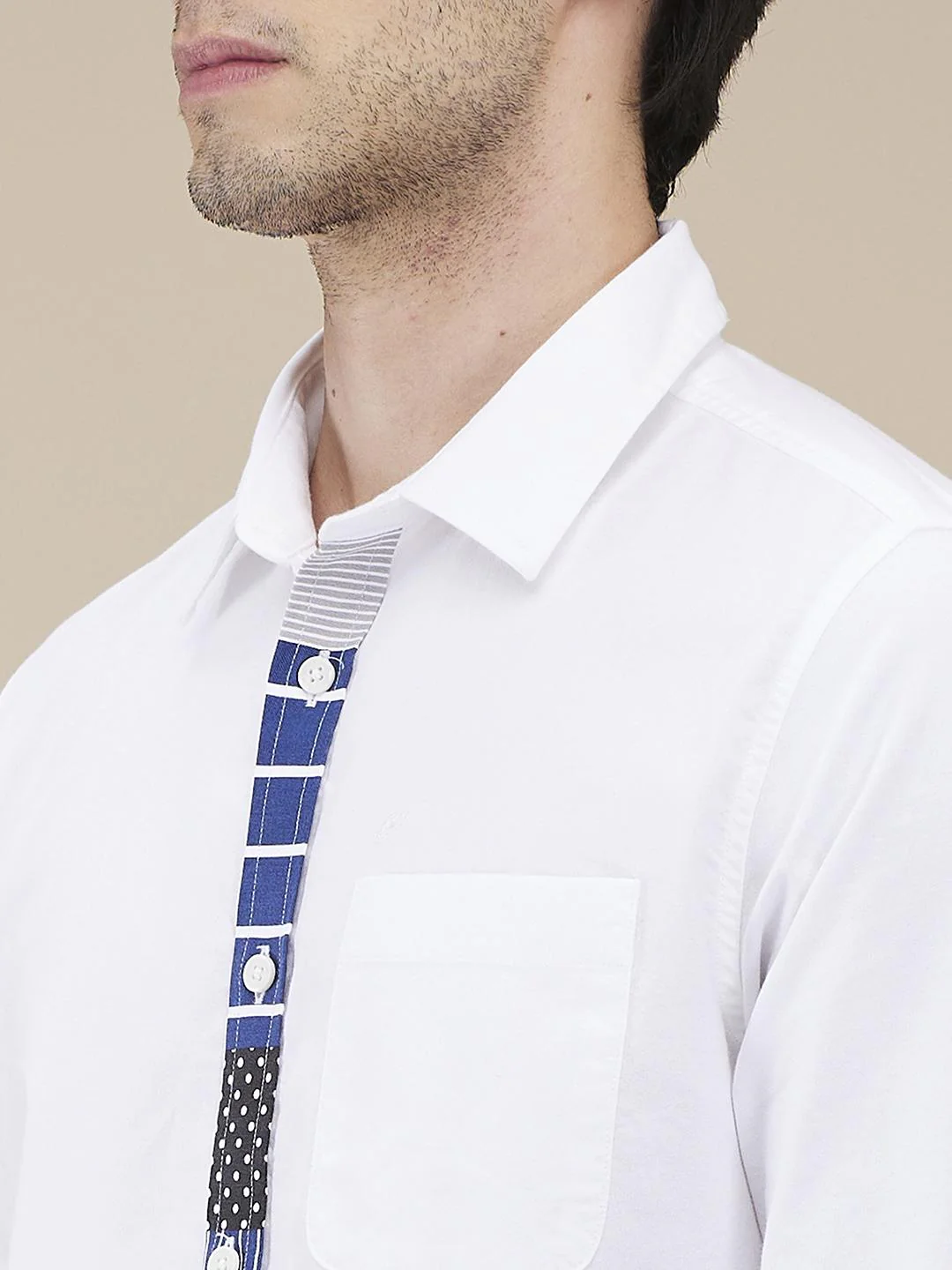 White Regular Fit Regular Collar Men's Shirt by Being Human Clothing - Image 4