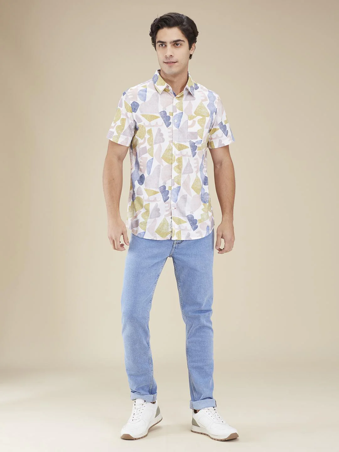 White Regular Fit Regular Collar Men's Shirt by Being Human Clothing