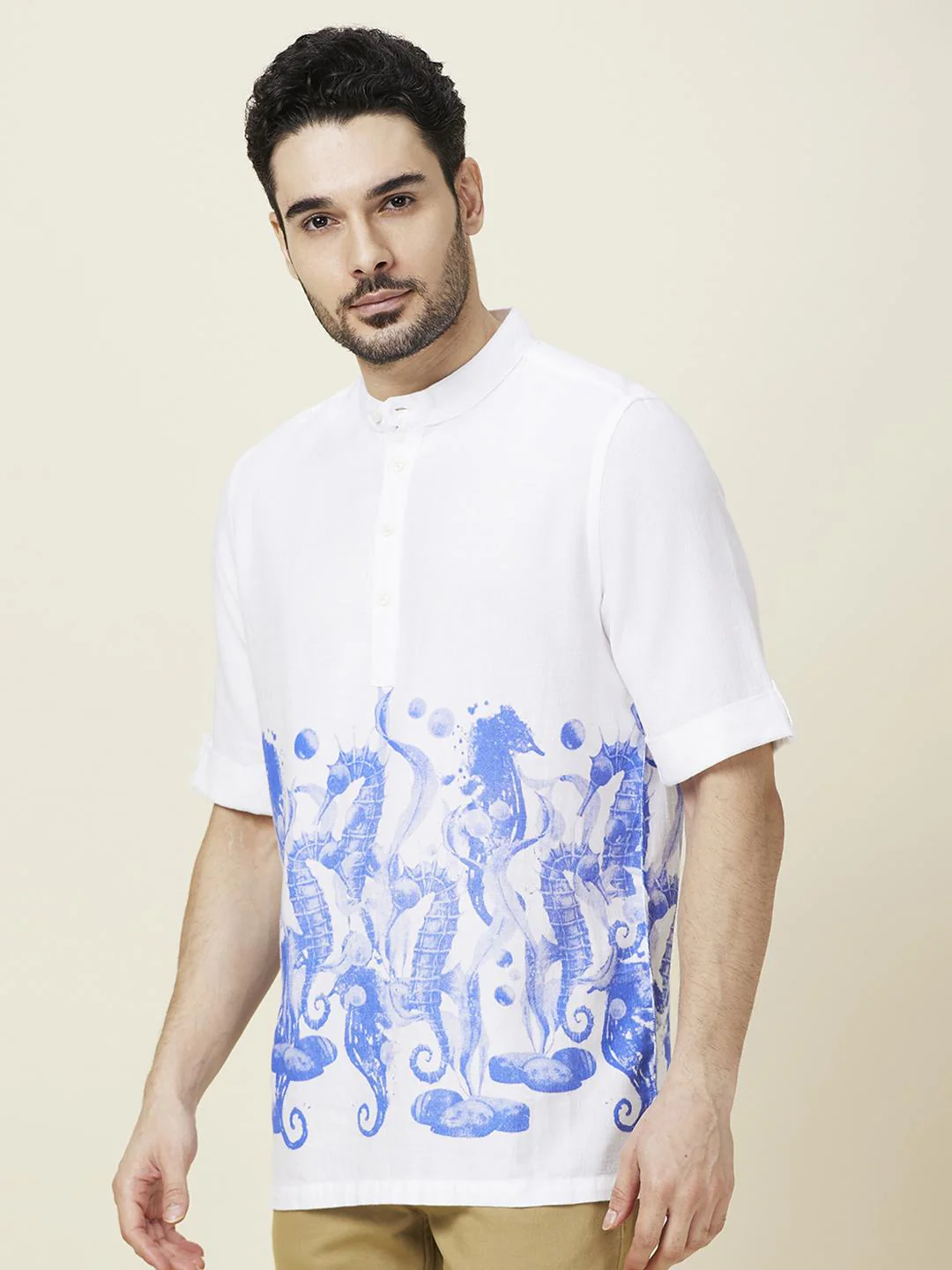 White Regular Fit Regular Collar Men's Shirt by Being Human Clothing - Image 2