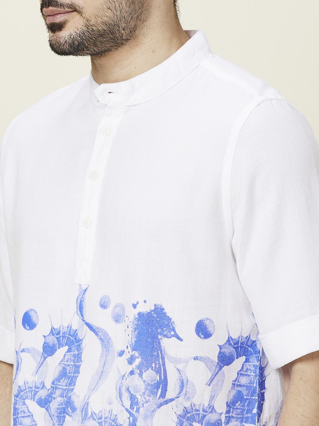 White Regular Fit Regular Collar Men's Shirt by Being Human Clothing - Image 4