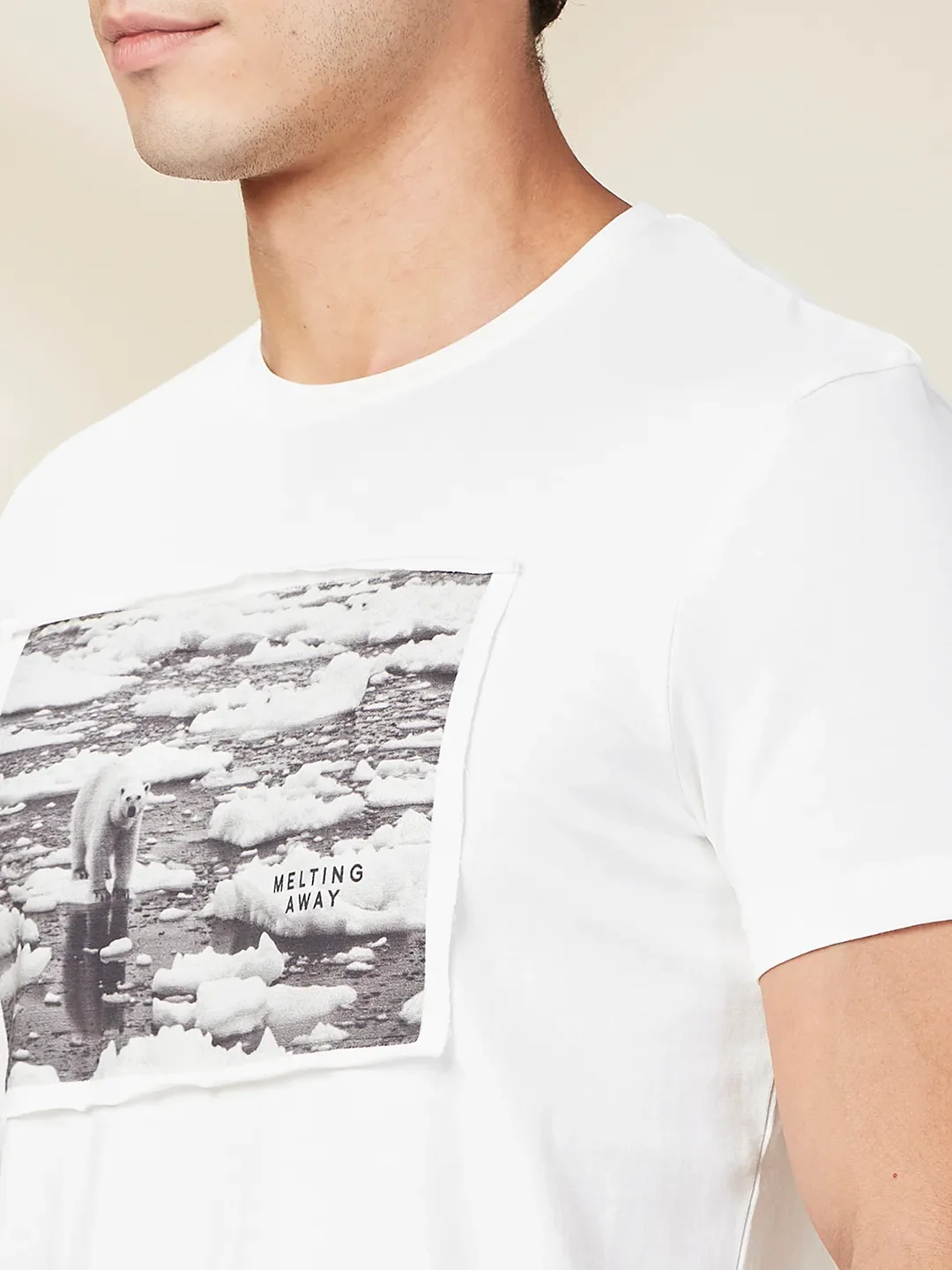 Chalk Slim Fit Round Neck Men's T-Shirt by Being Human Clothing - Image 4
