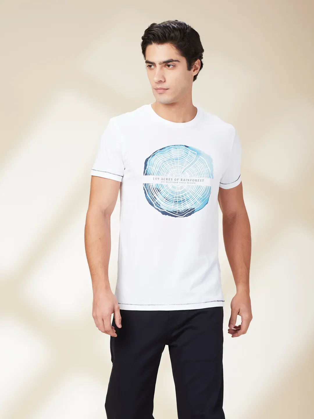 White Slim Fit Men's Short Sleeves T-Shirt by Being Human Clothing