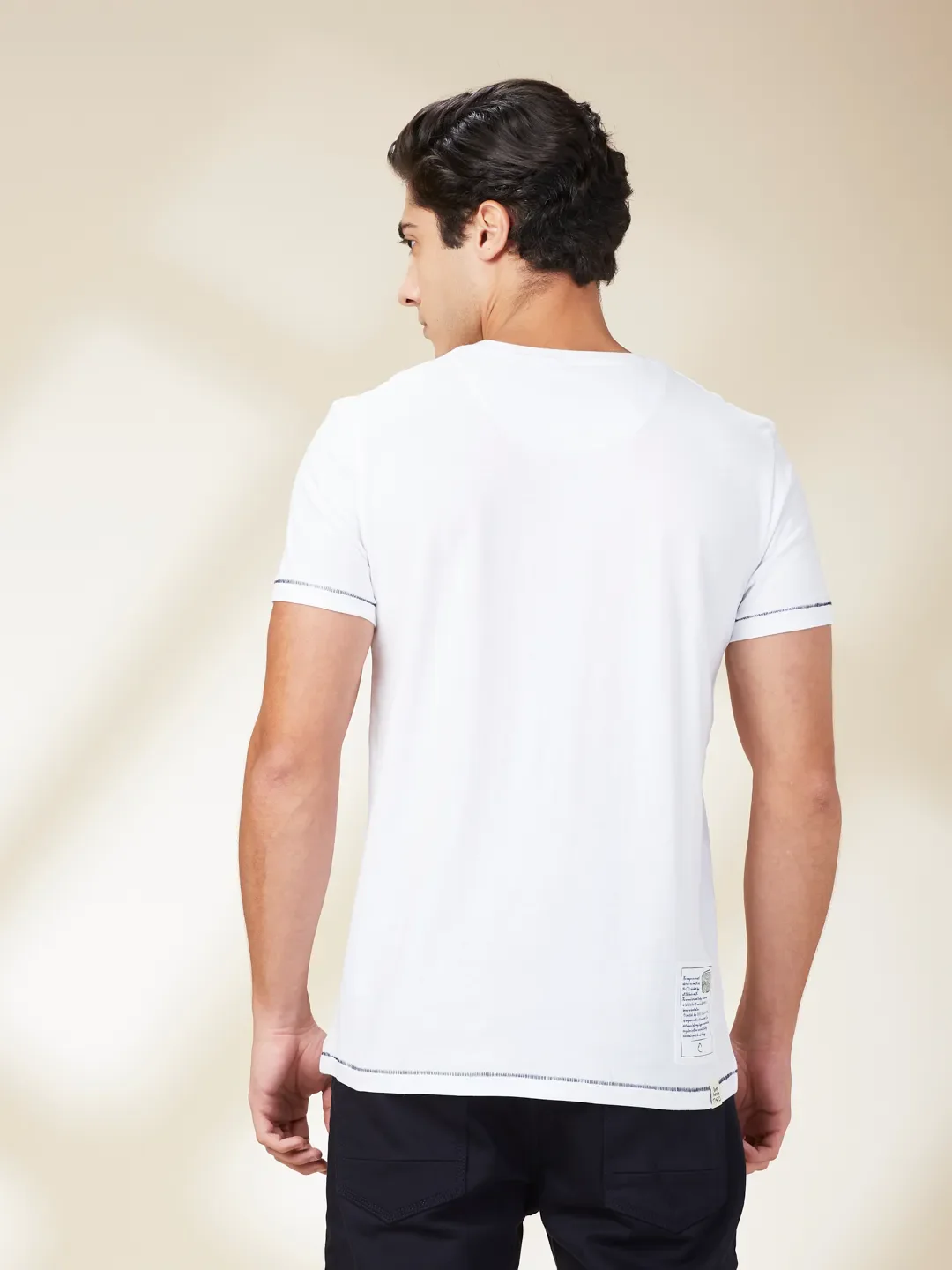 White Slim Fit Men's Short Sleeves T-Shirt by Being Human Clothing - Image 3