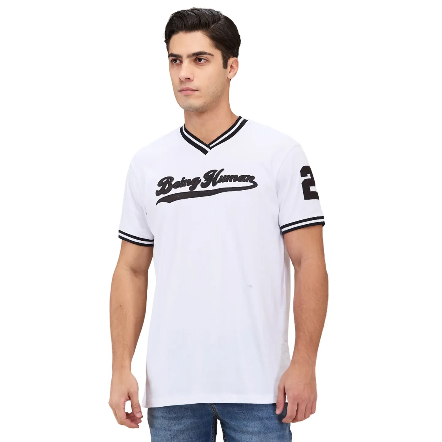 White Easy Fit Round Neck Men's T-Shirt by Being Human Clothing